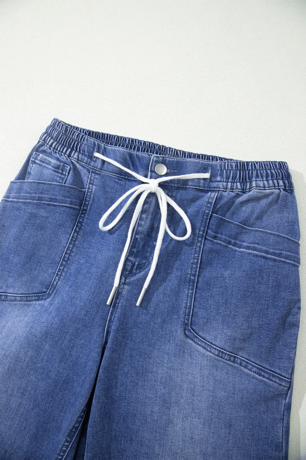 Ashleigh Blue Drawstring Waist Ankle Length Casual Jeans Pocket Detail Denim Pants