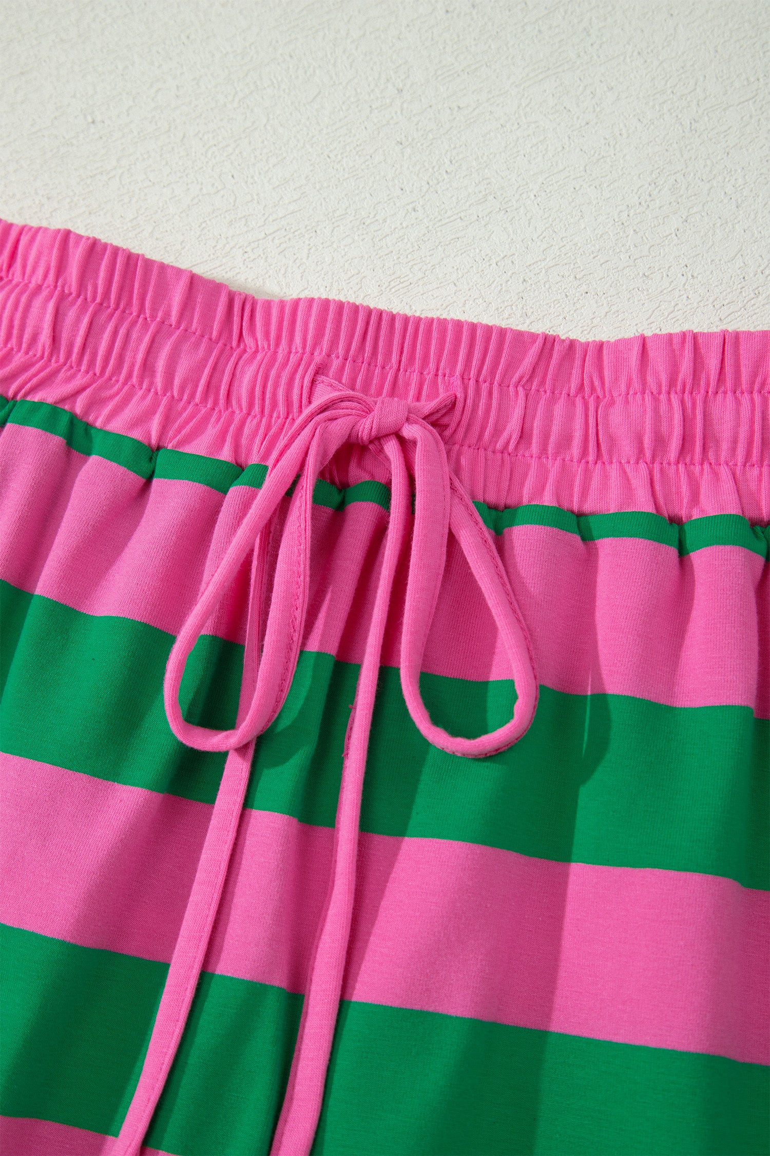 Pink Stripe Dolman Tee Drawstring Skort Athletic 2pcs Set