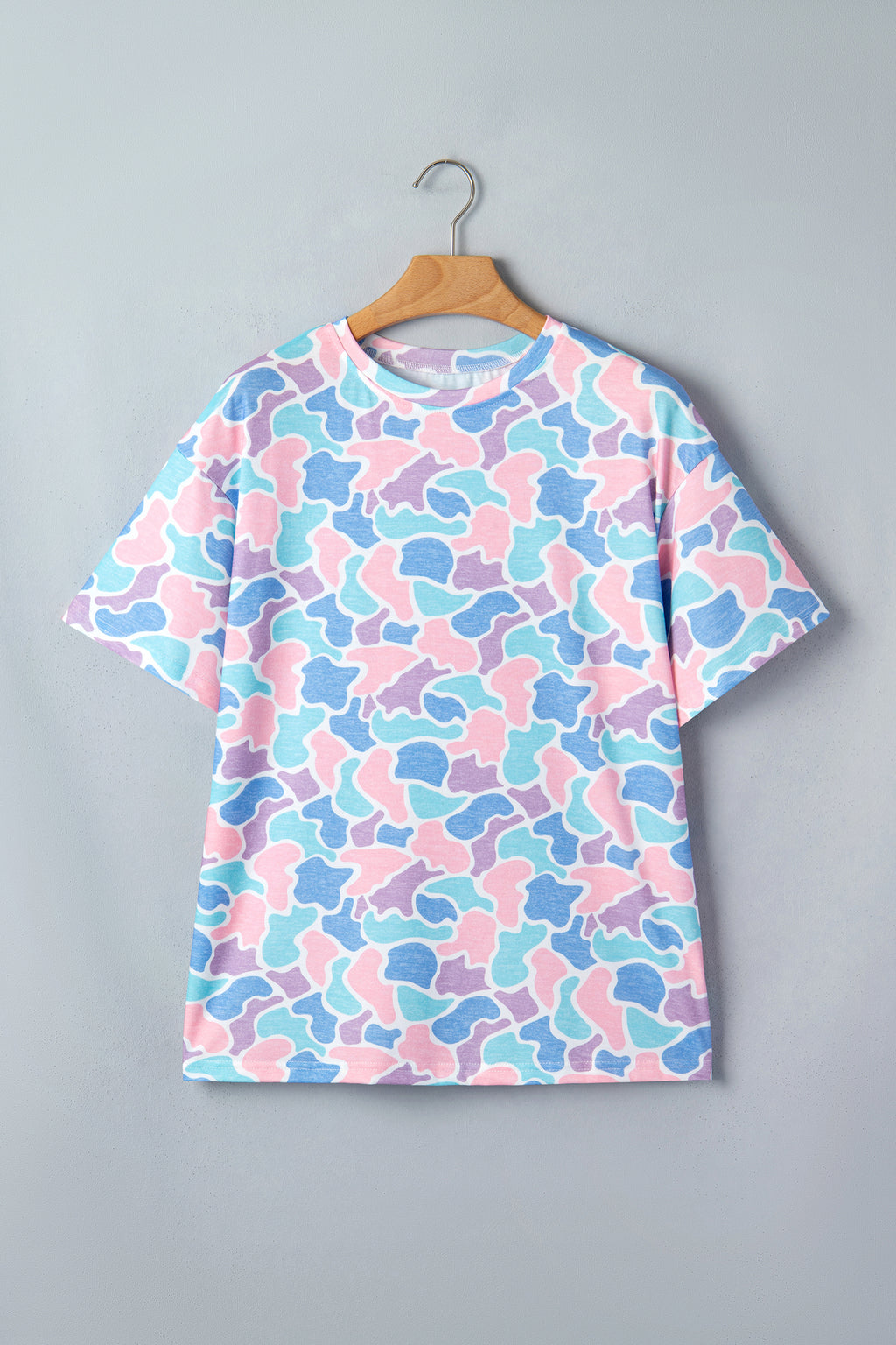 Multicolour Camouflage Print Preppy Fashion Tunic Tee