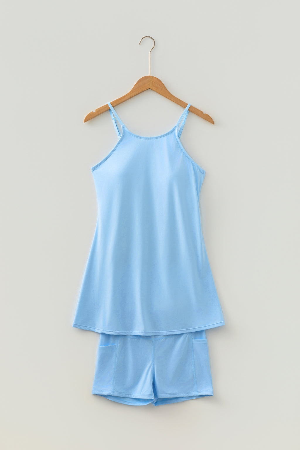 Solid Color Tunic Tank Dress With Shorts