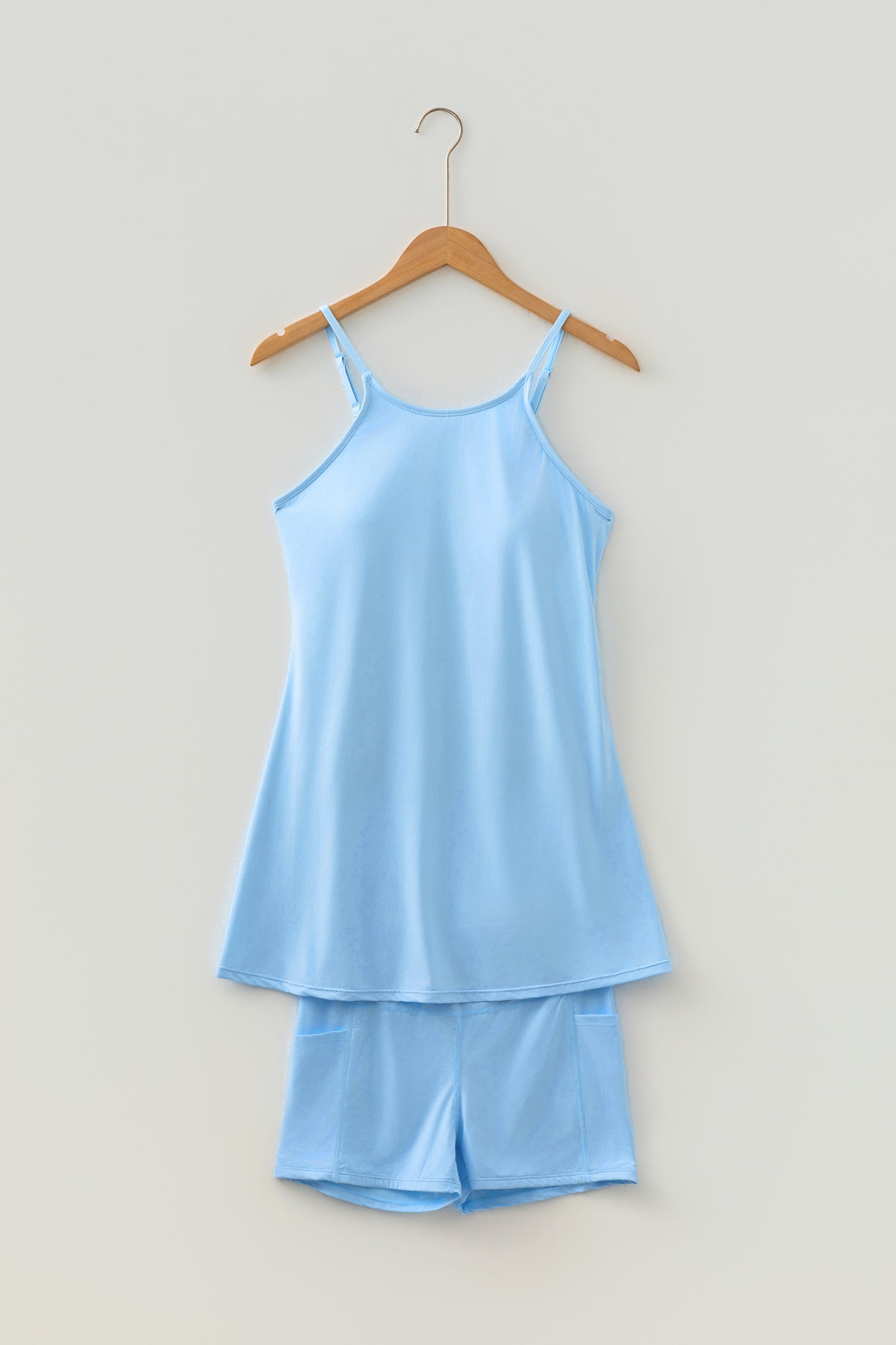 Solid Color Tunic Tank Dress With Shorts