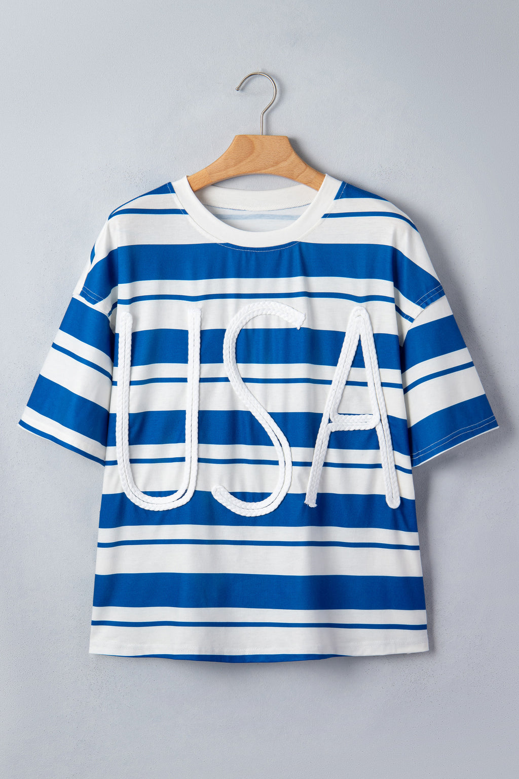Blue Stripe USA Half Sleeve Loose Top