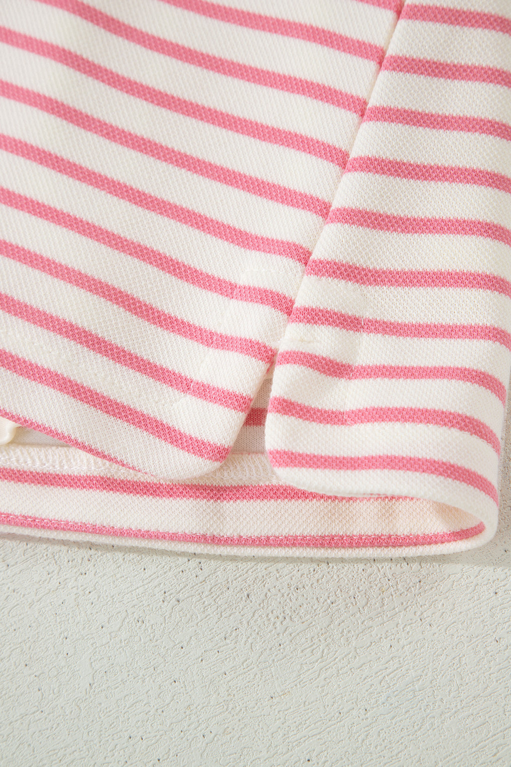 Pink Stripe Color Block Drawstring Elastic Waist 2pcs Skort Set