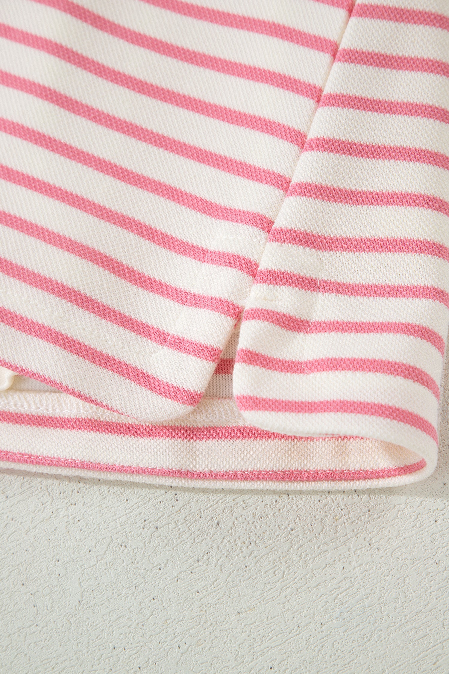 Pink Stripe Color Block Drawstring Elastic Waist 2pcs Skort Set
