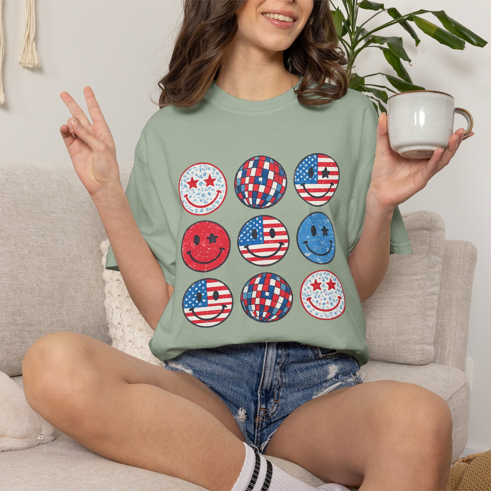 American Flag Smiley T-Shirt