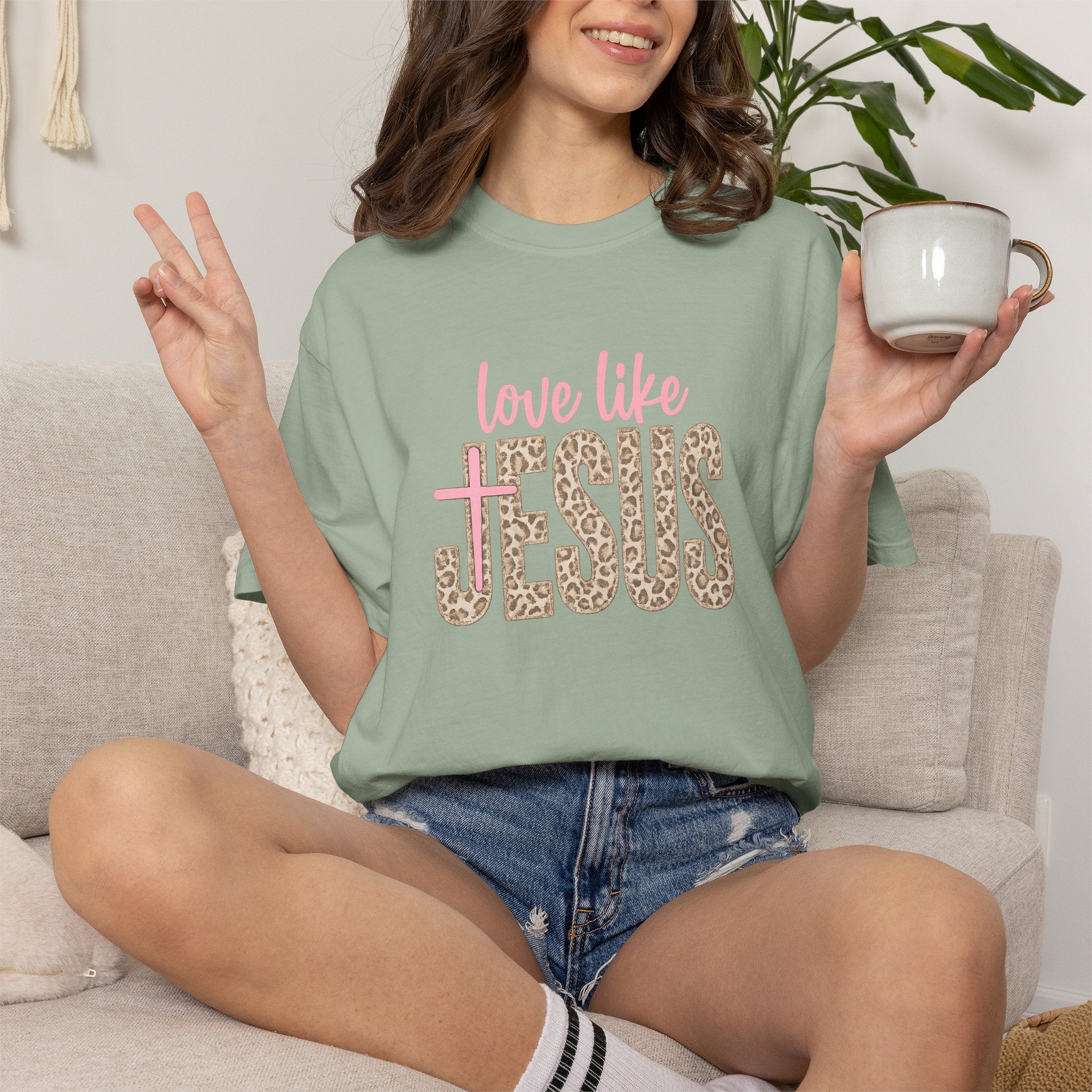 Love Like Jesus Leopard Graphic T-Shirt