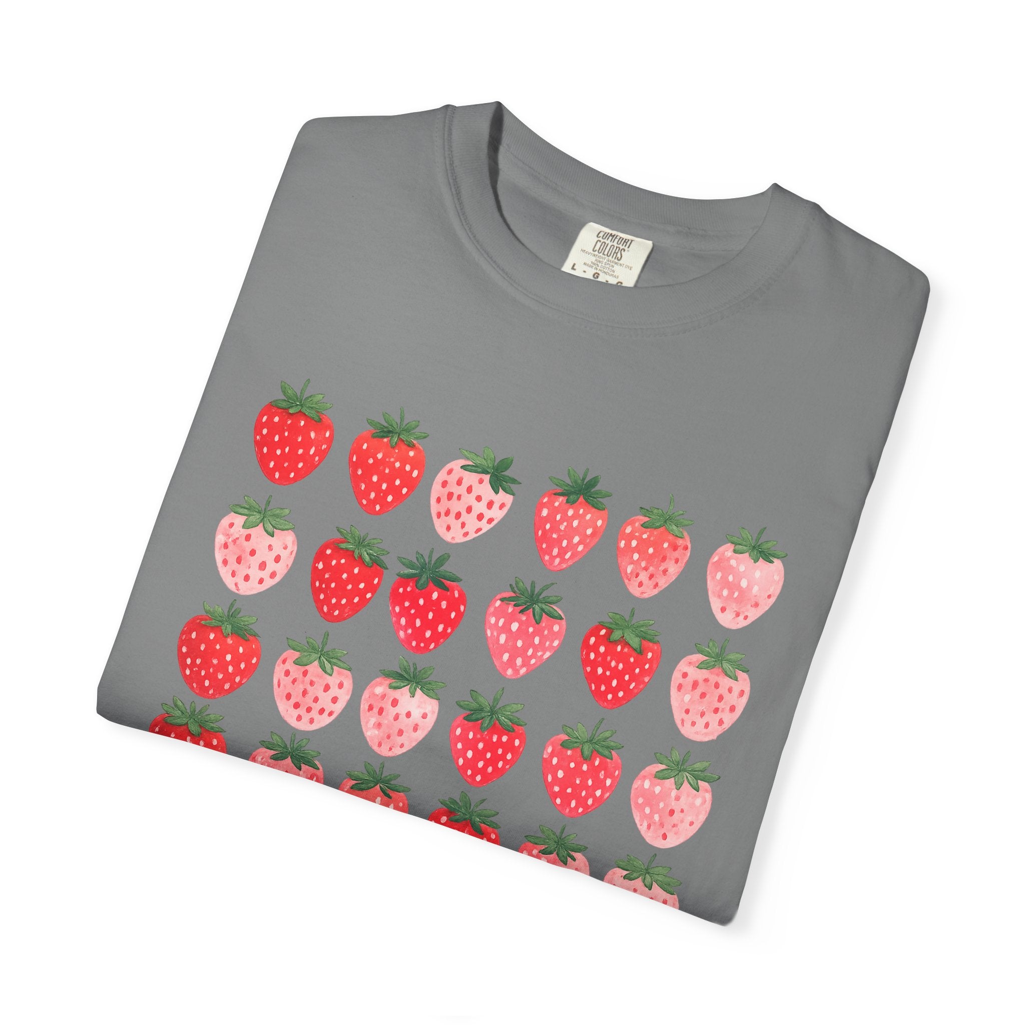 Strawberry Grid T-Shirt — Cute Retro Fruit Graphic Tee