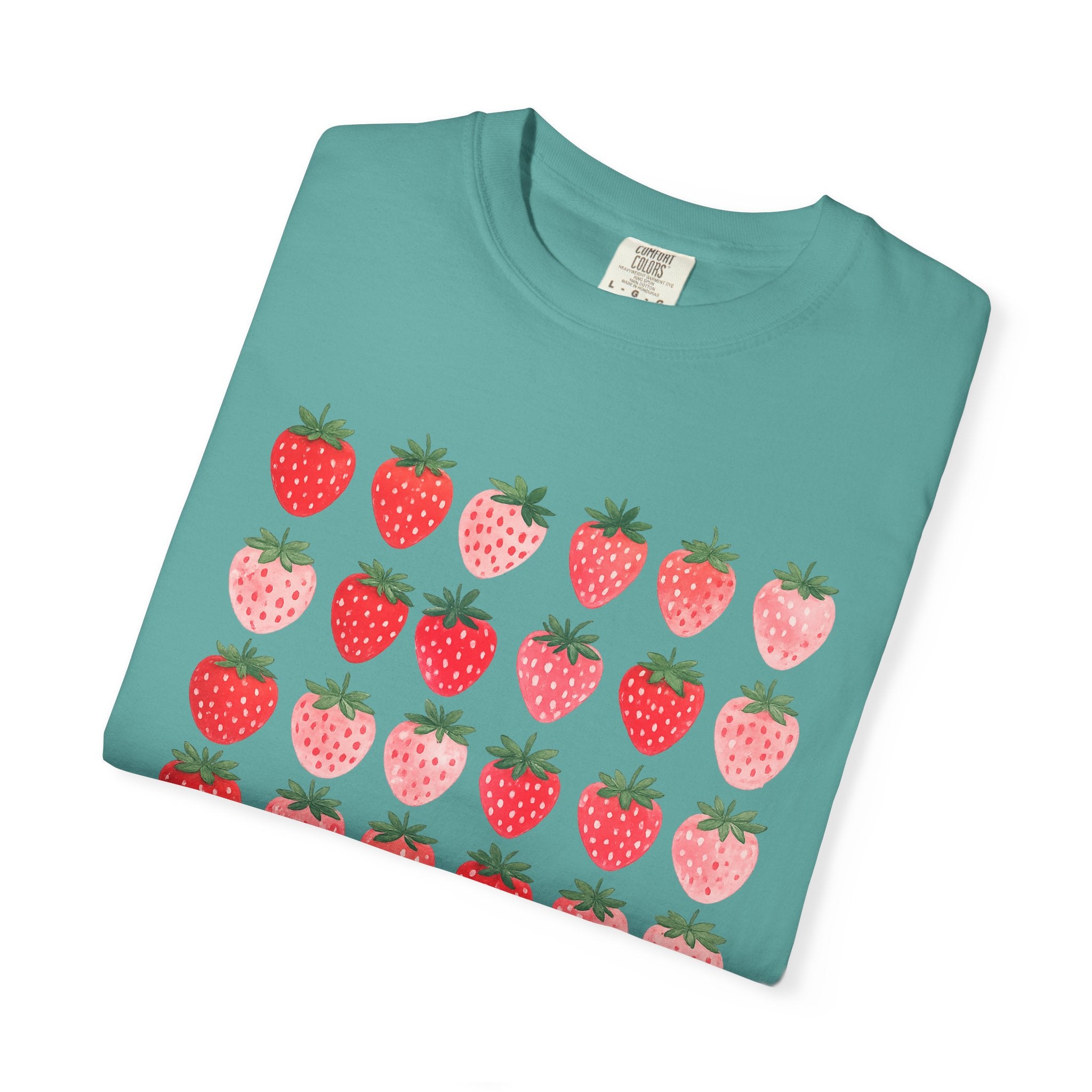Strawberry Grid T-Shirt — Cute Retro Fruit Graphic Tee