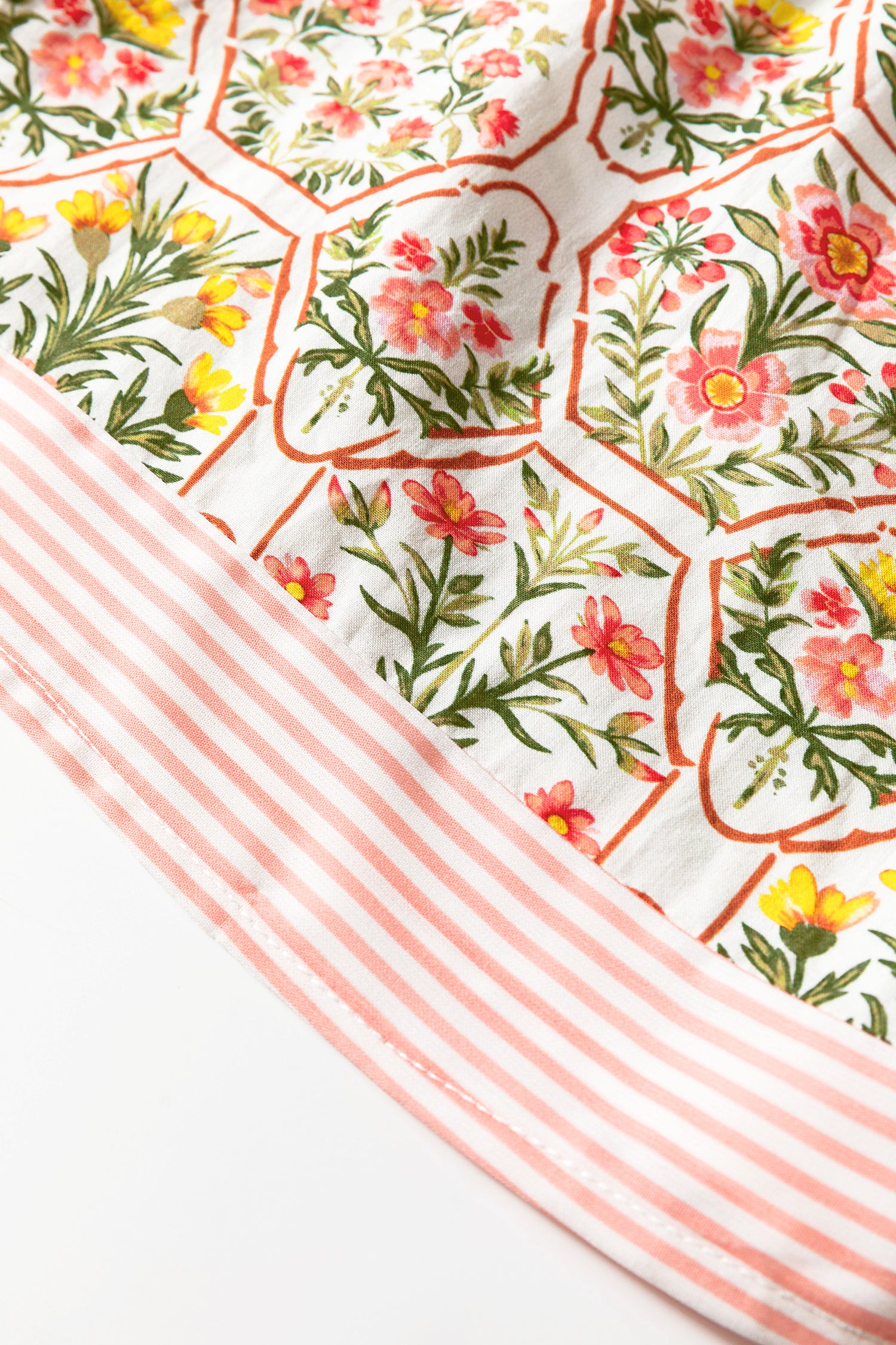Floral Print Striped Patchwork Detail Sleeveless Dress