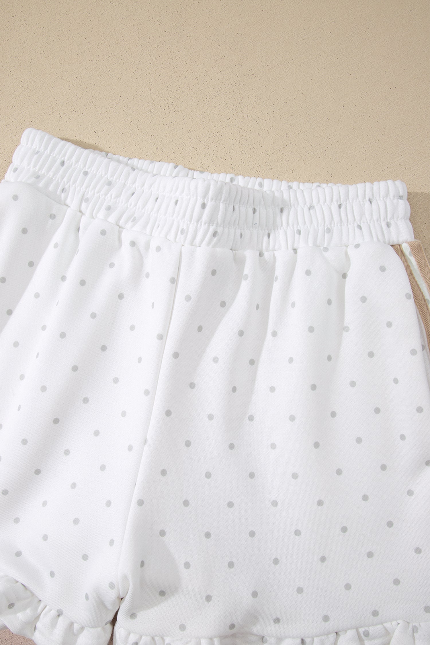 White Polka Dot Print Side Stripe Two Piece Set