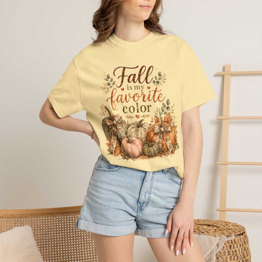 Fall Is My Favorite Color T-Shirt — Pumpkin & Autumn Leaves Tee
