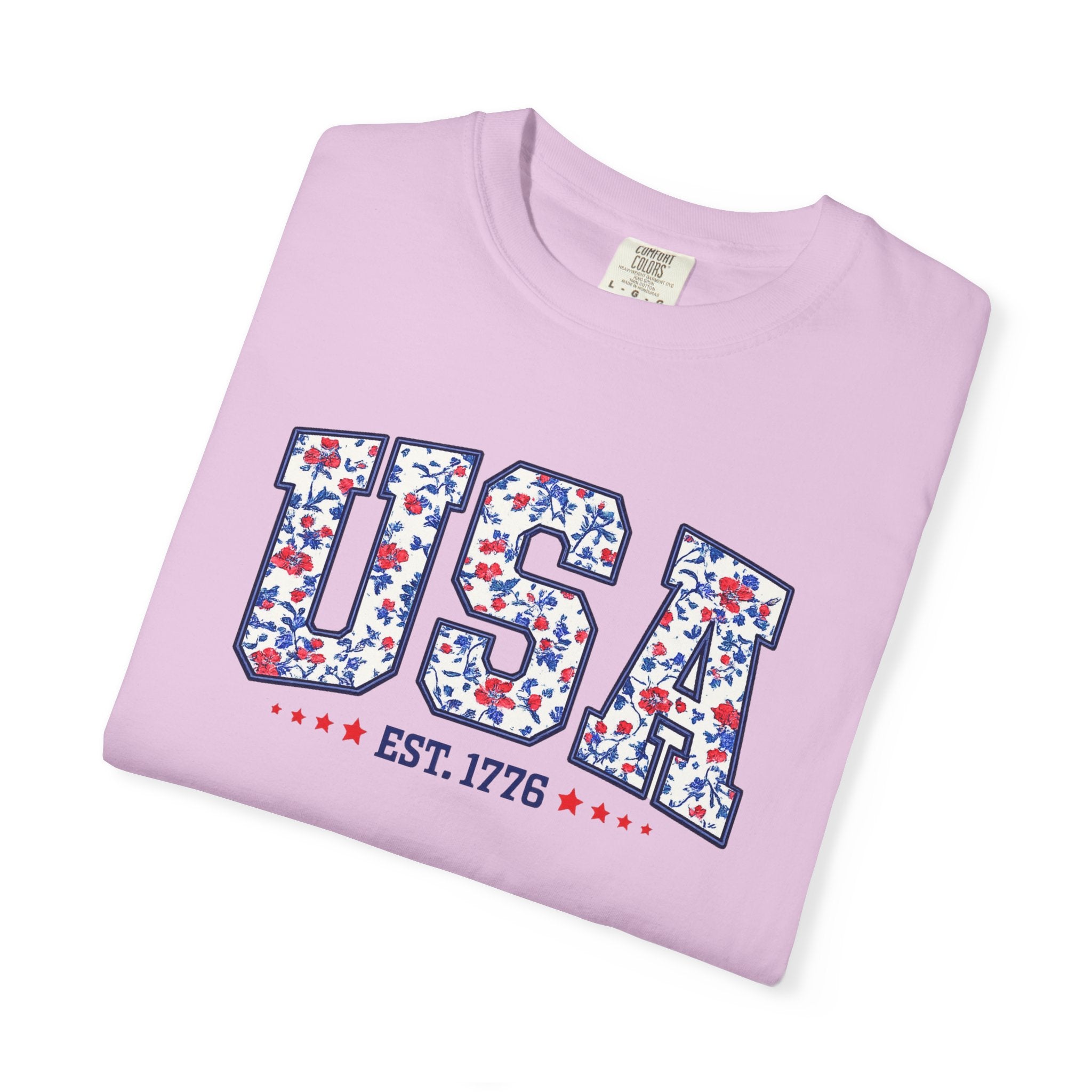 USA Floral Patriotic T-Shirt — EST. 1776