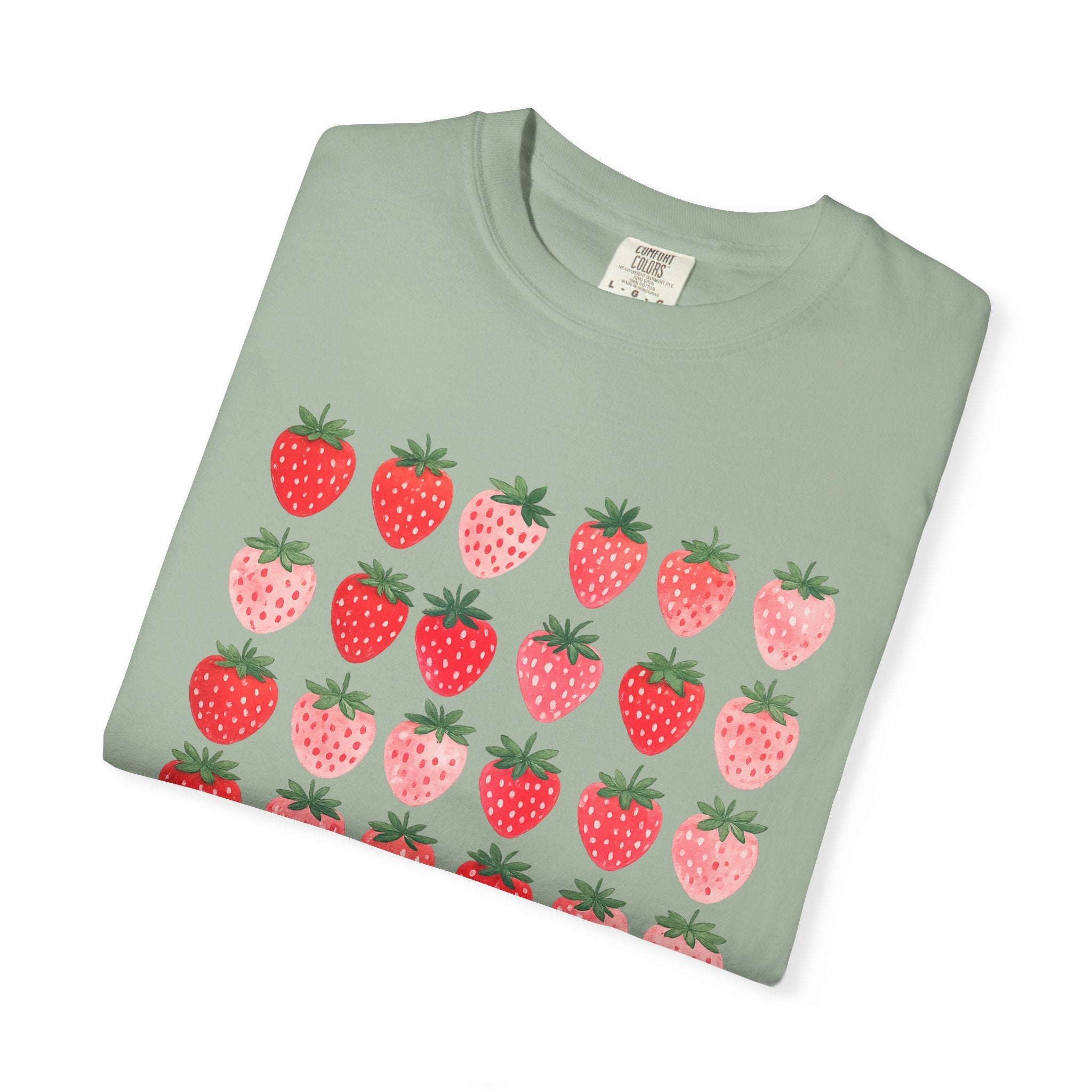 Strawberry Grid T-Shirt — Cute Retro Fruit Graphic Tee
