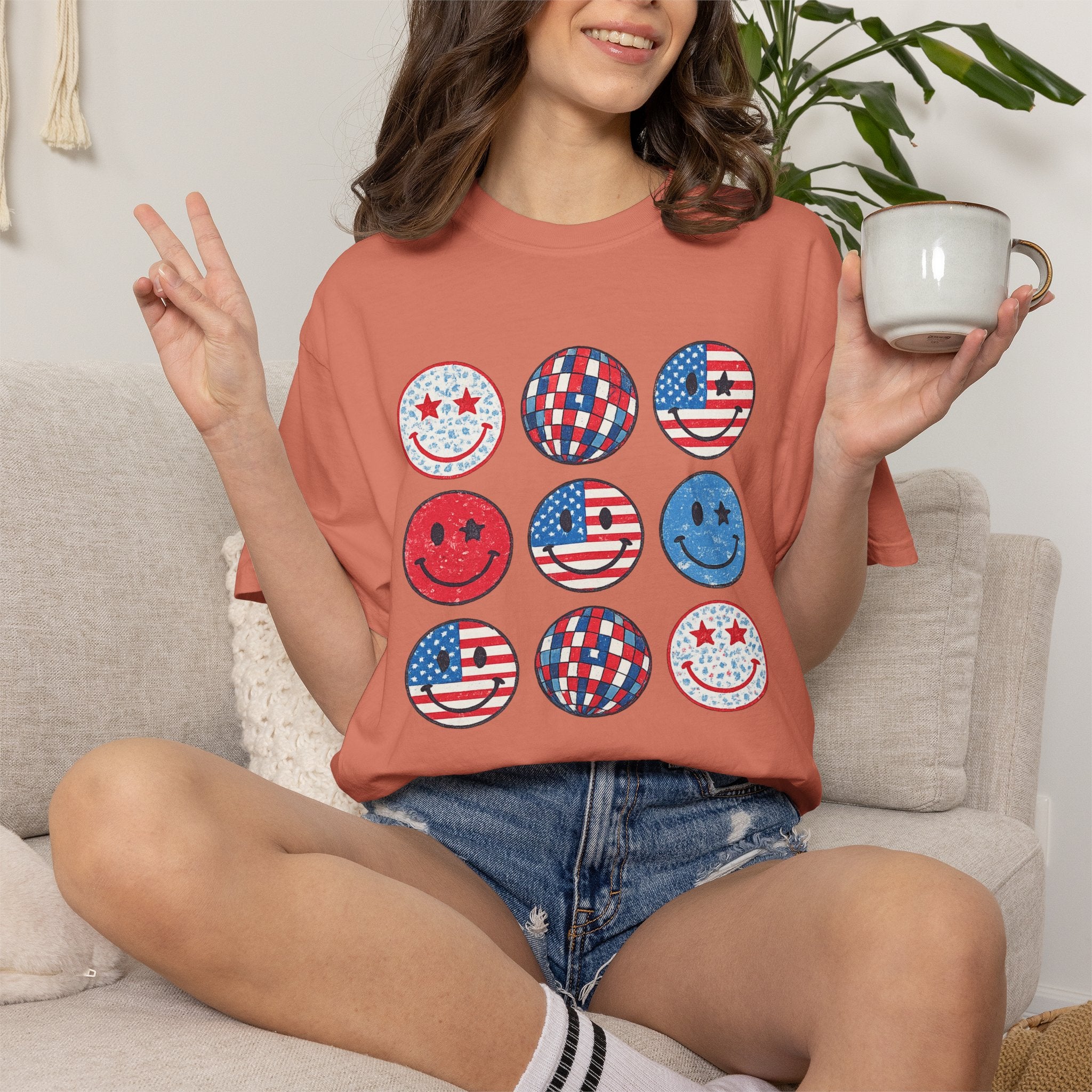 American Flag Smiley T-Shirt