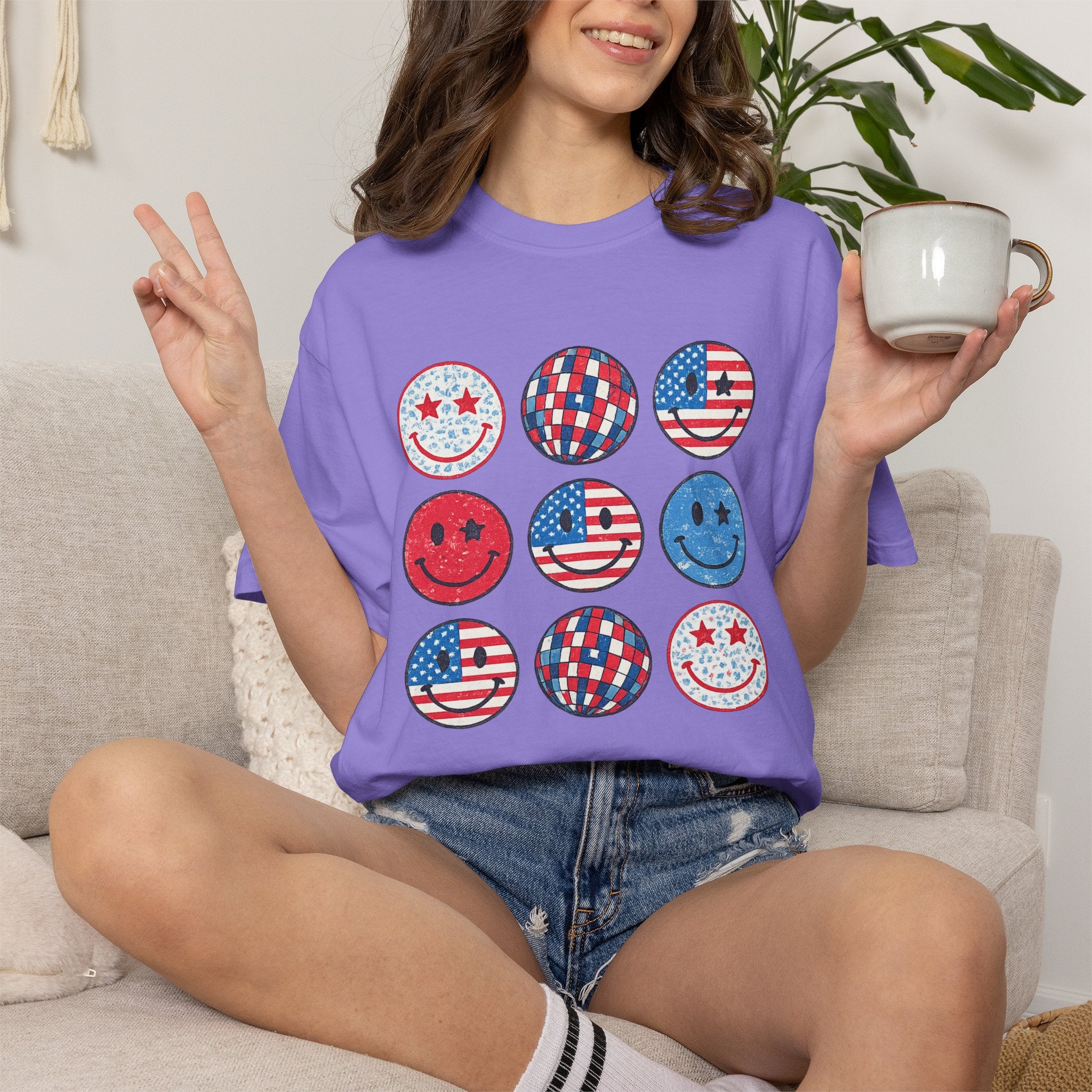 American Flag Smiley T-Shirt
