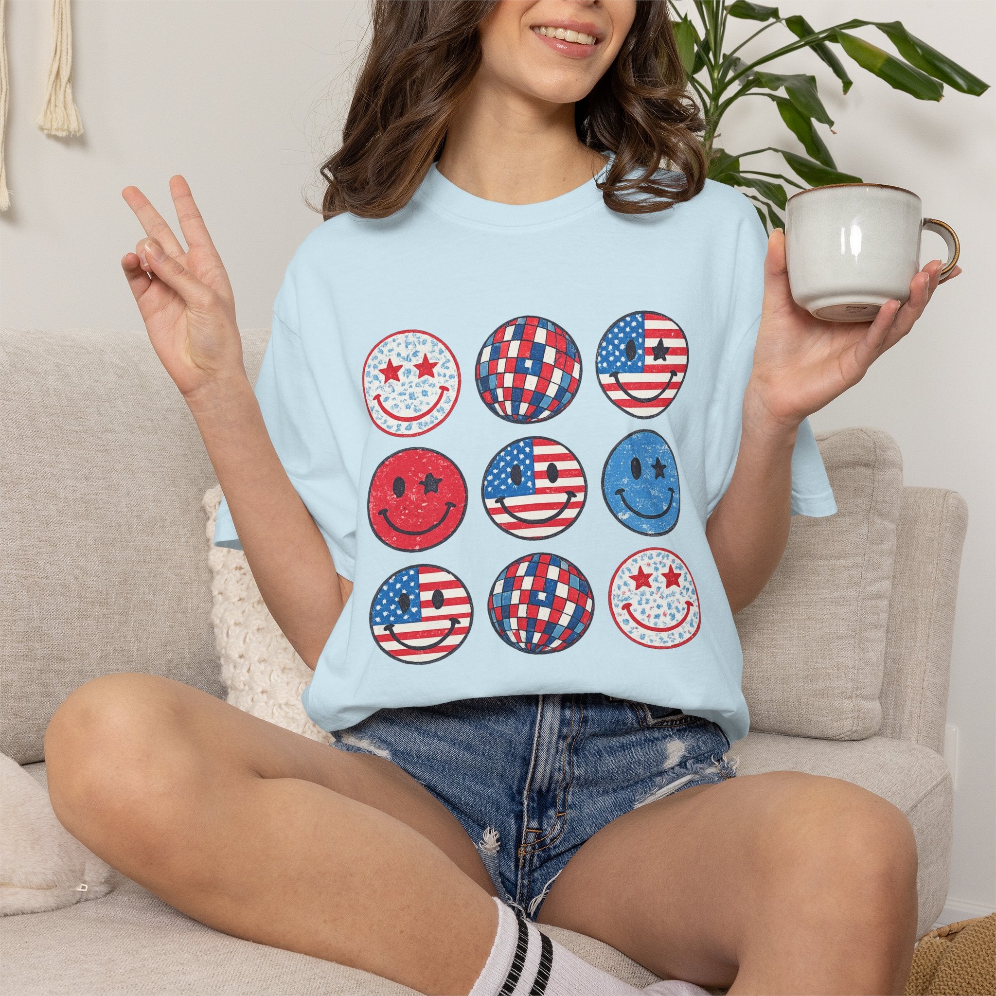 American Flag Smiley T-Shirt