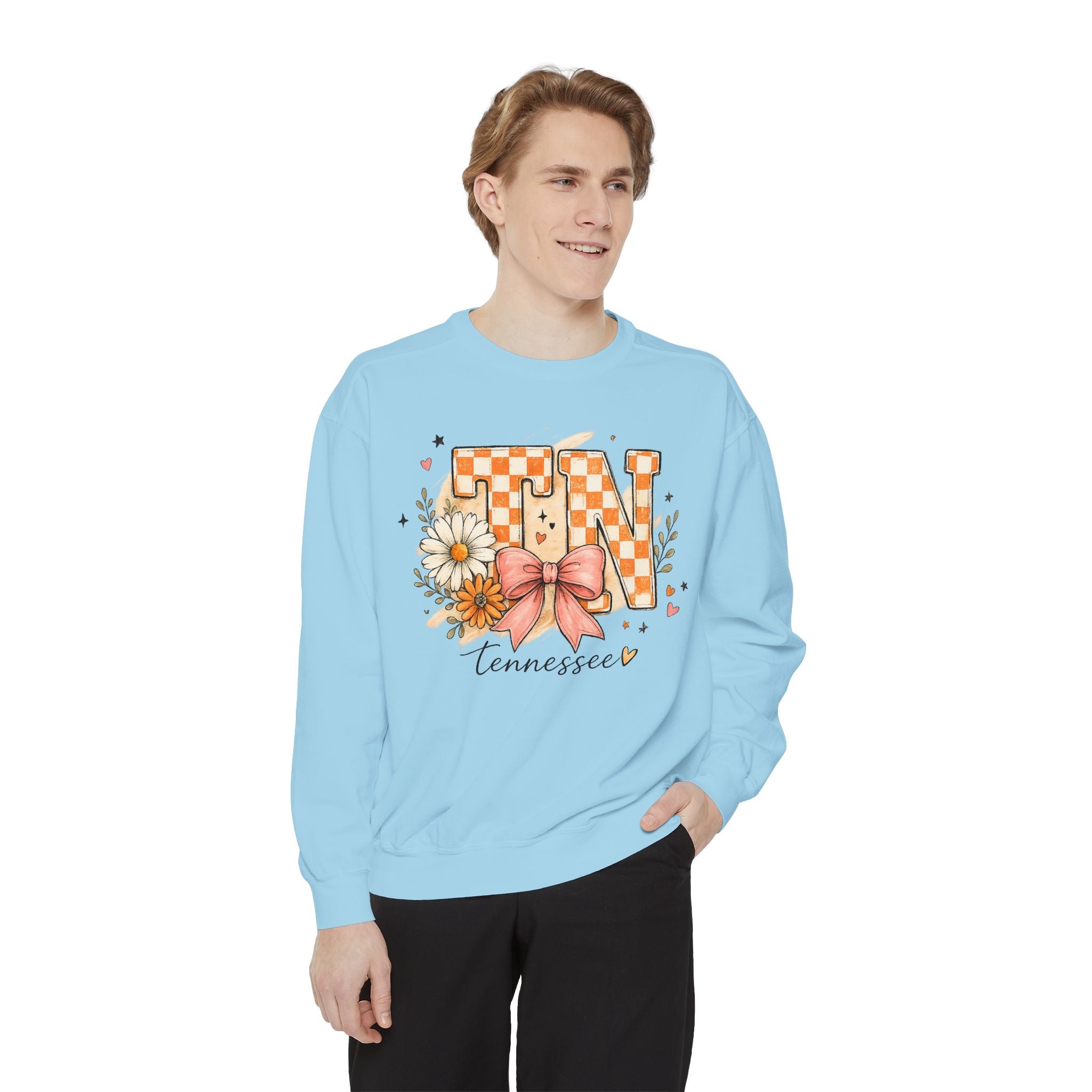 Tennessee Floral TN Sweatshirt — Checkerboard Bow State Pride Pullover