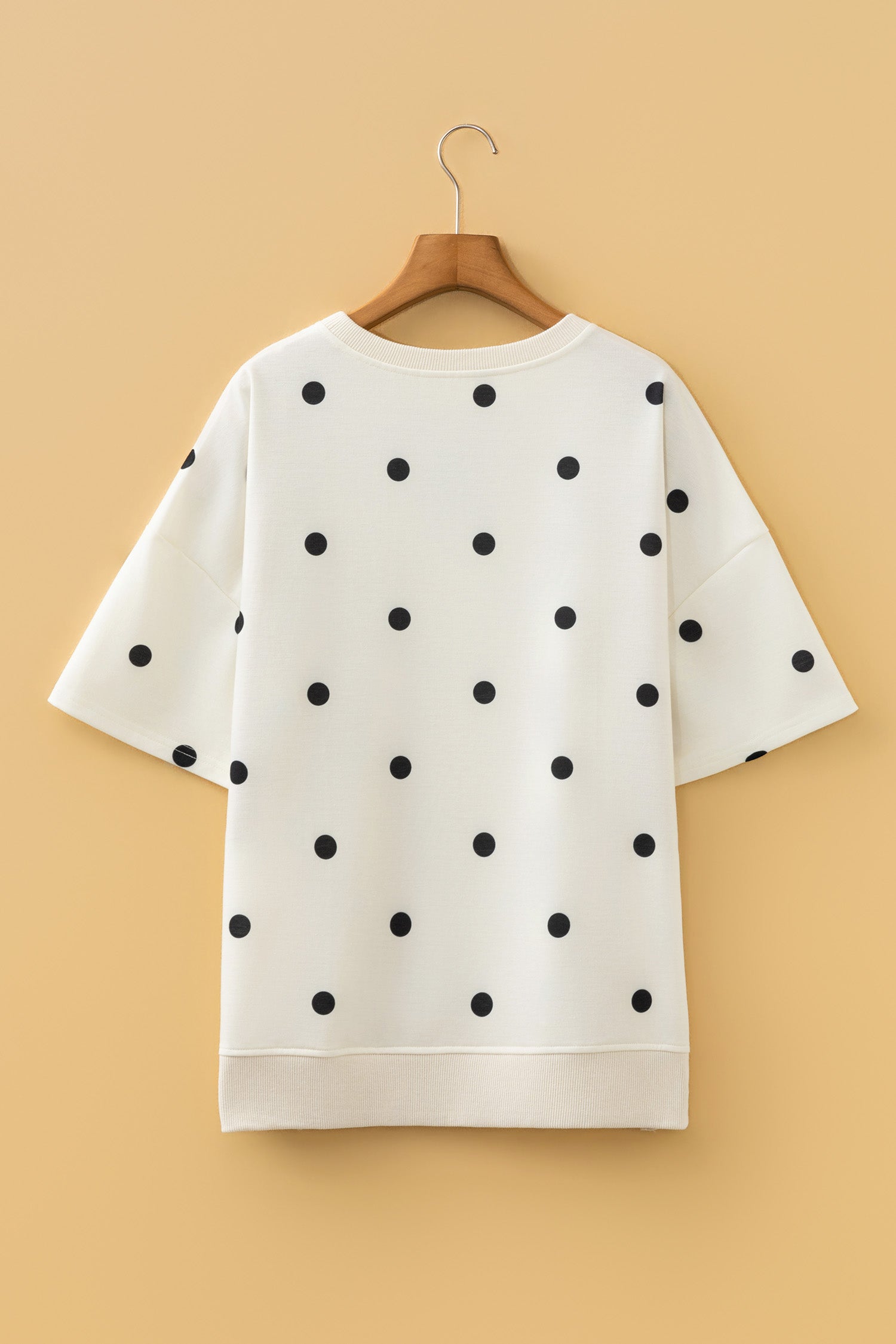 Sky Blue Polka Dot Print Crossed Seam Detail Oversize Top