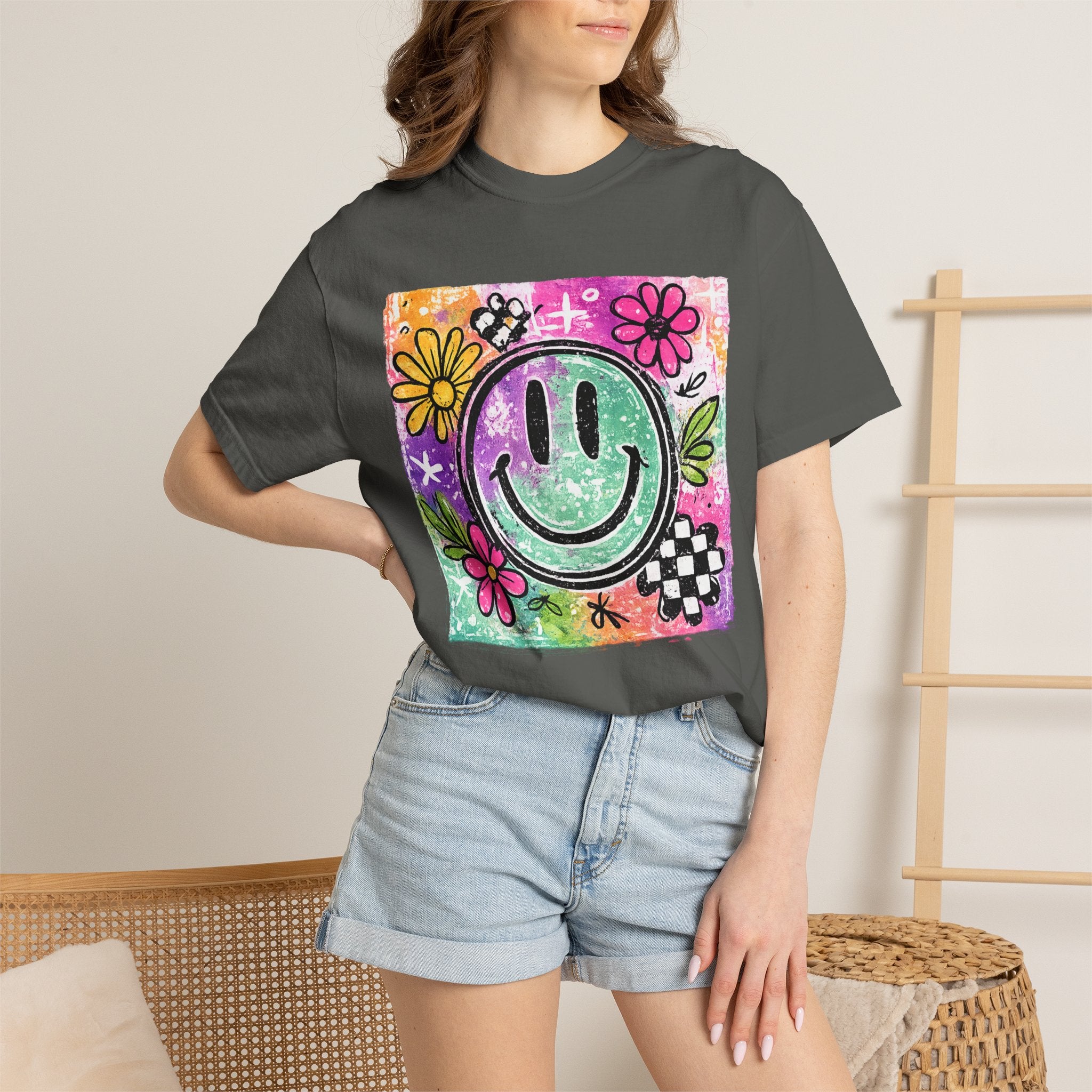 Smiley Flower Graphic T-Shirt