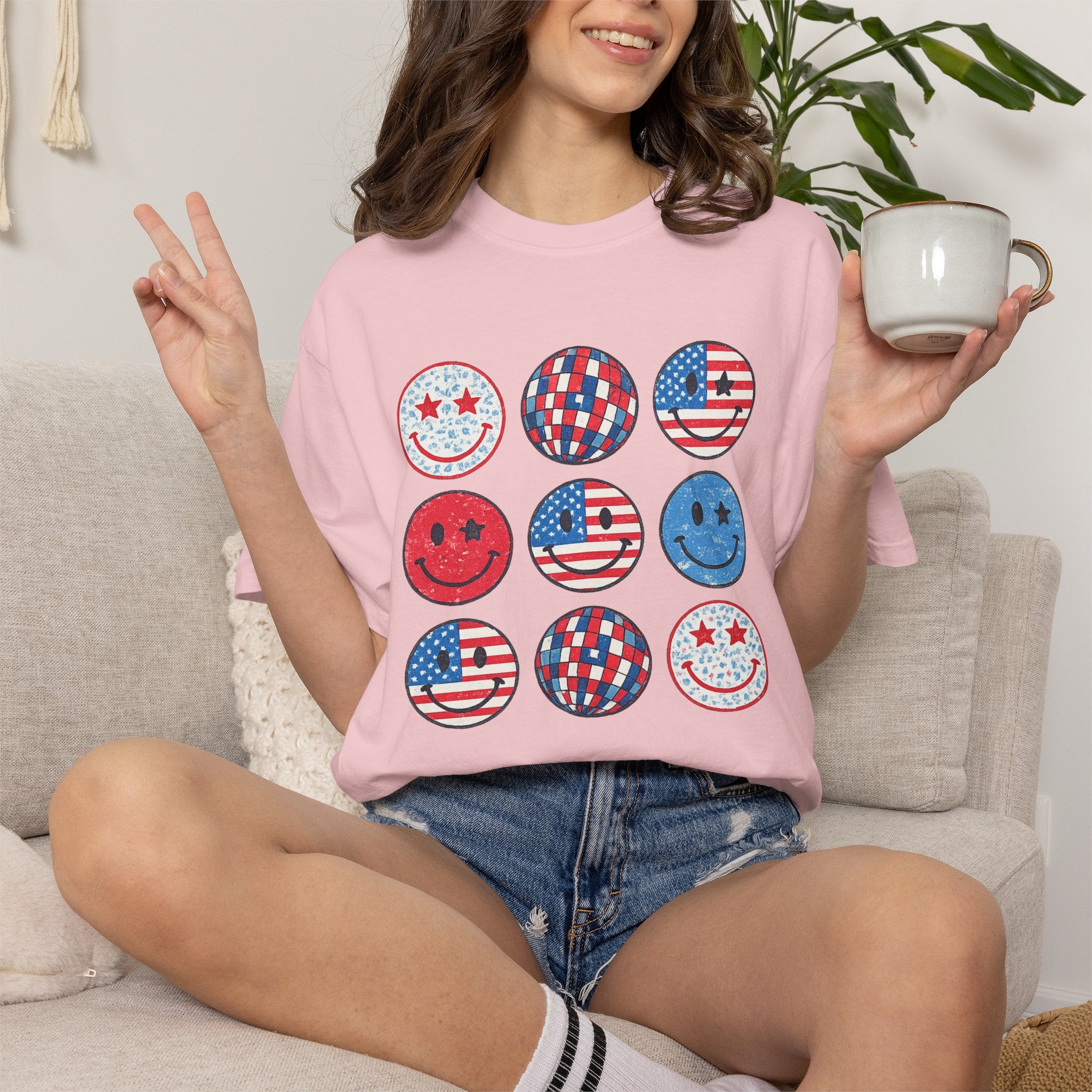 American Flag Smiley T-Shirt