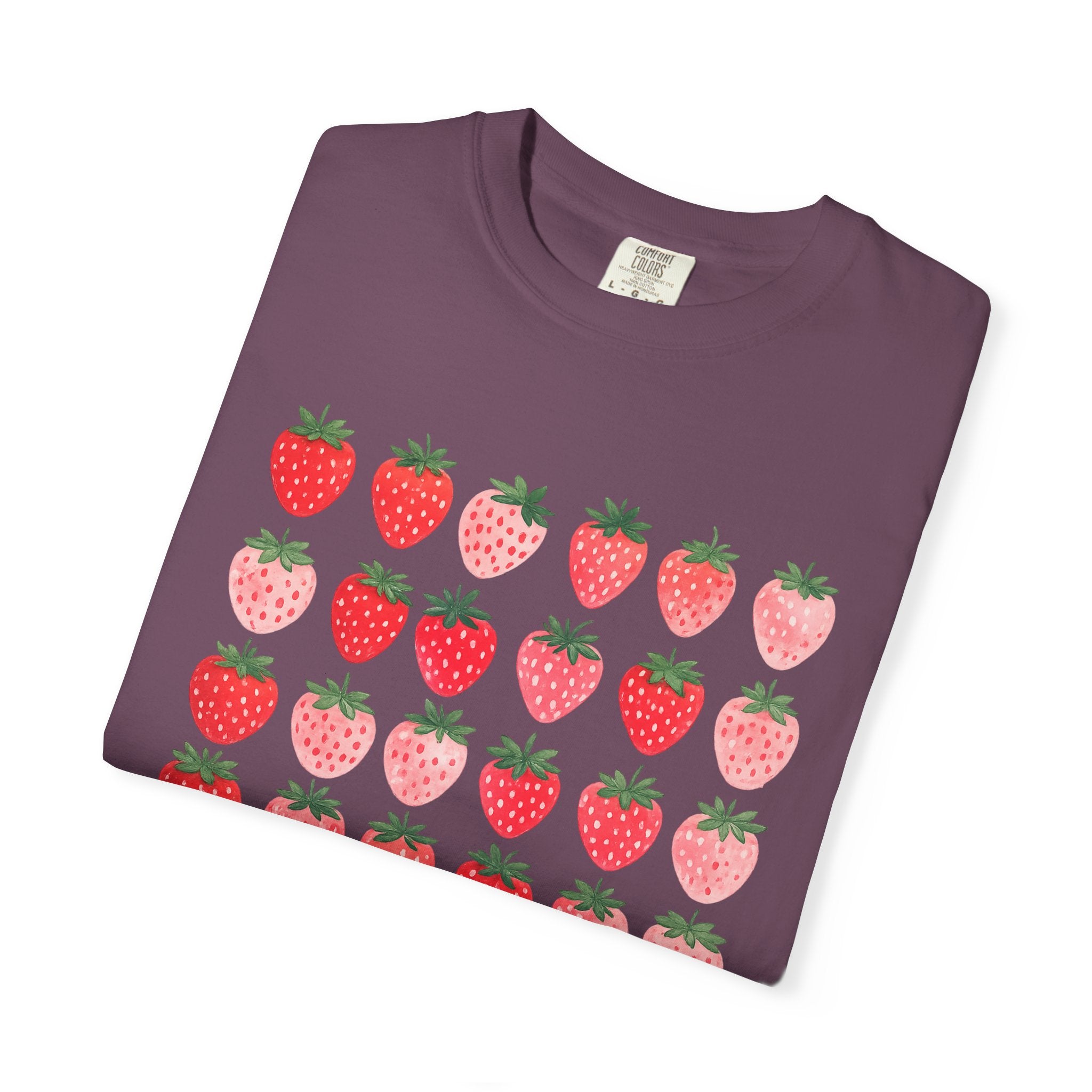 Strawberry Grid T-Shirt — Cute Retro Fruit Graphic Tee