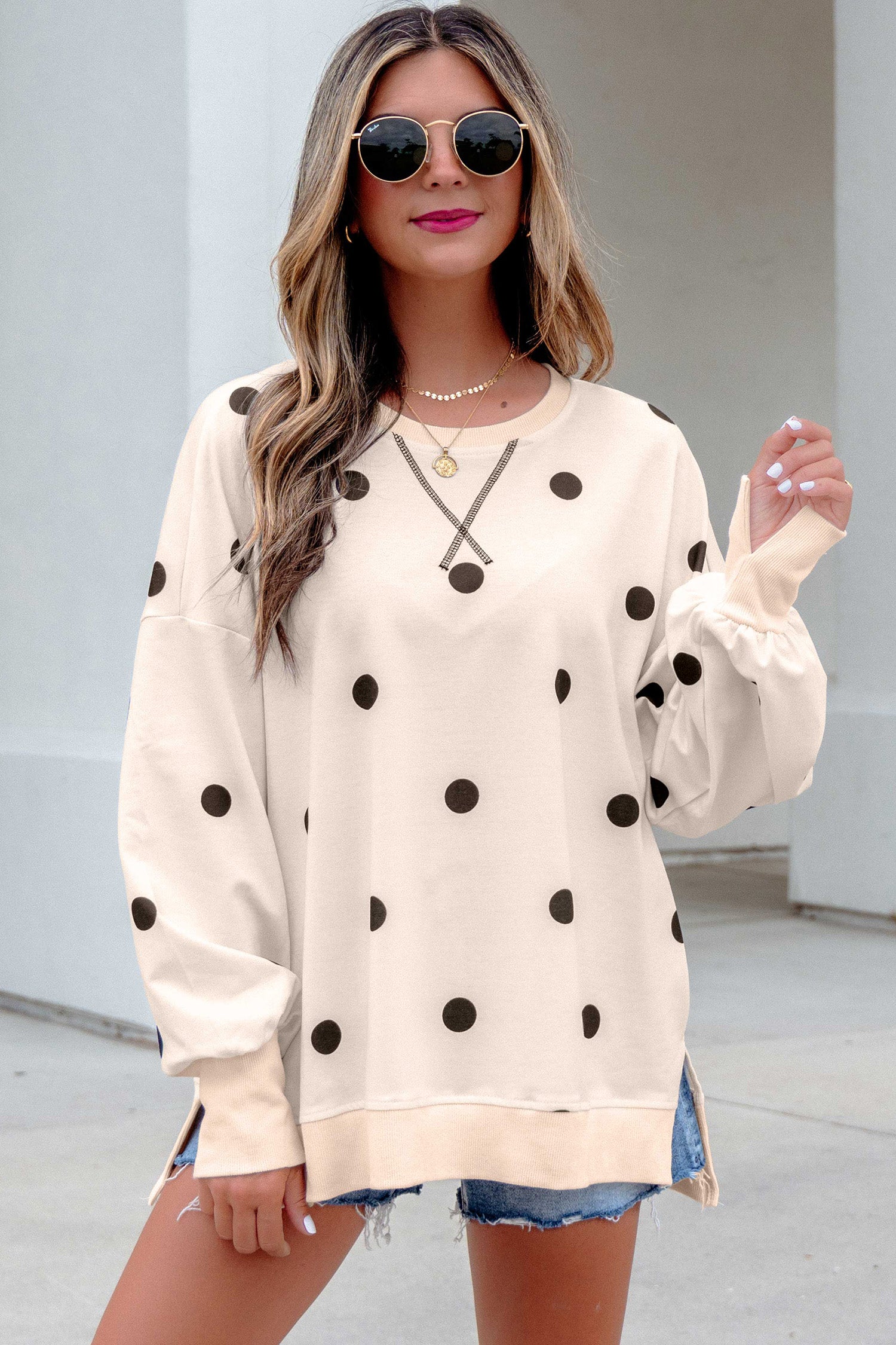 Long Sleeve Polka Dot Top
