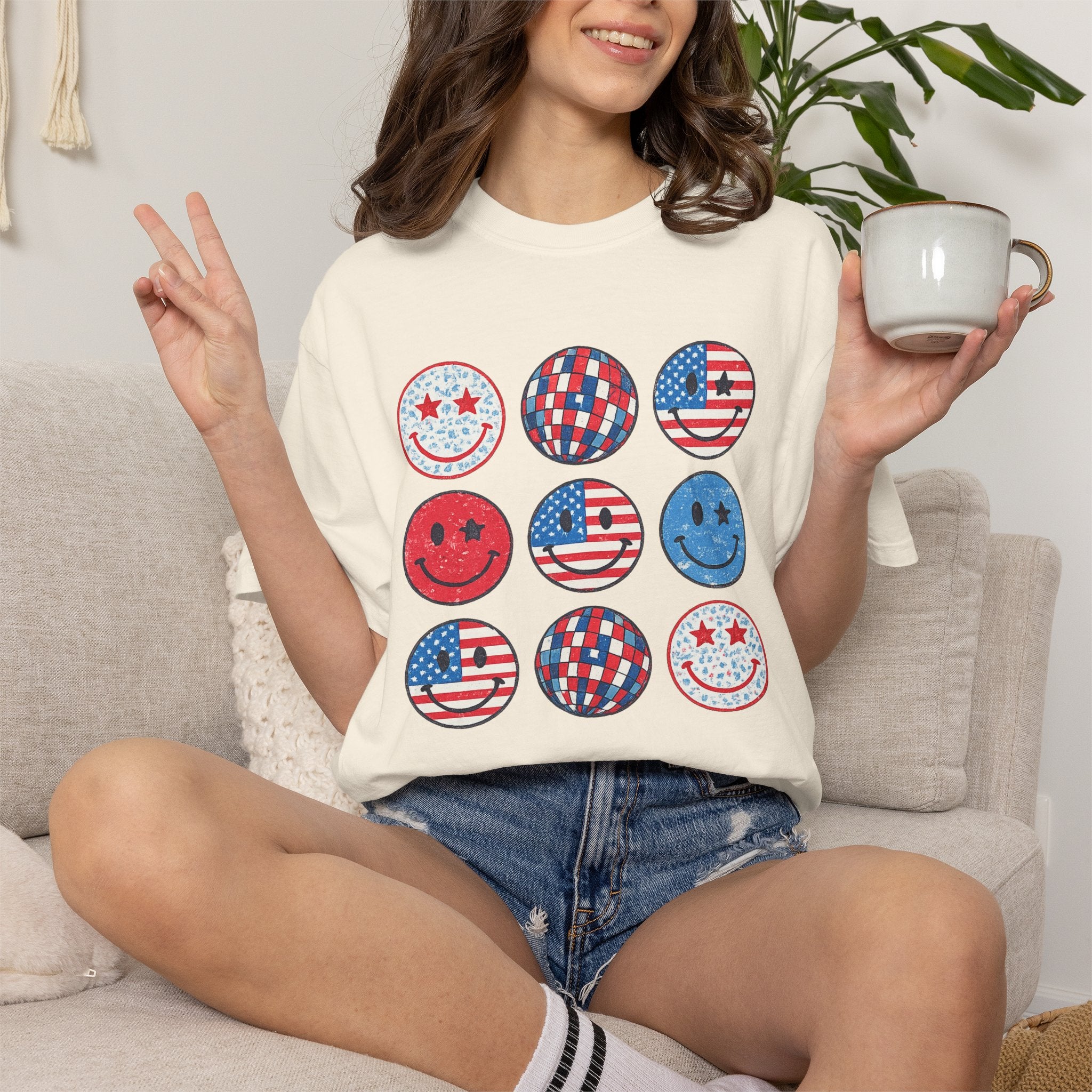 American Flag Smiley T-Shirt