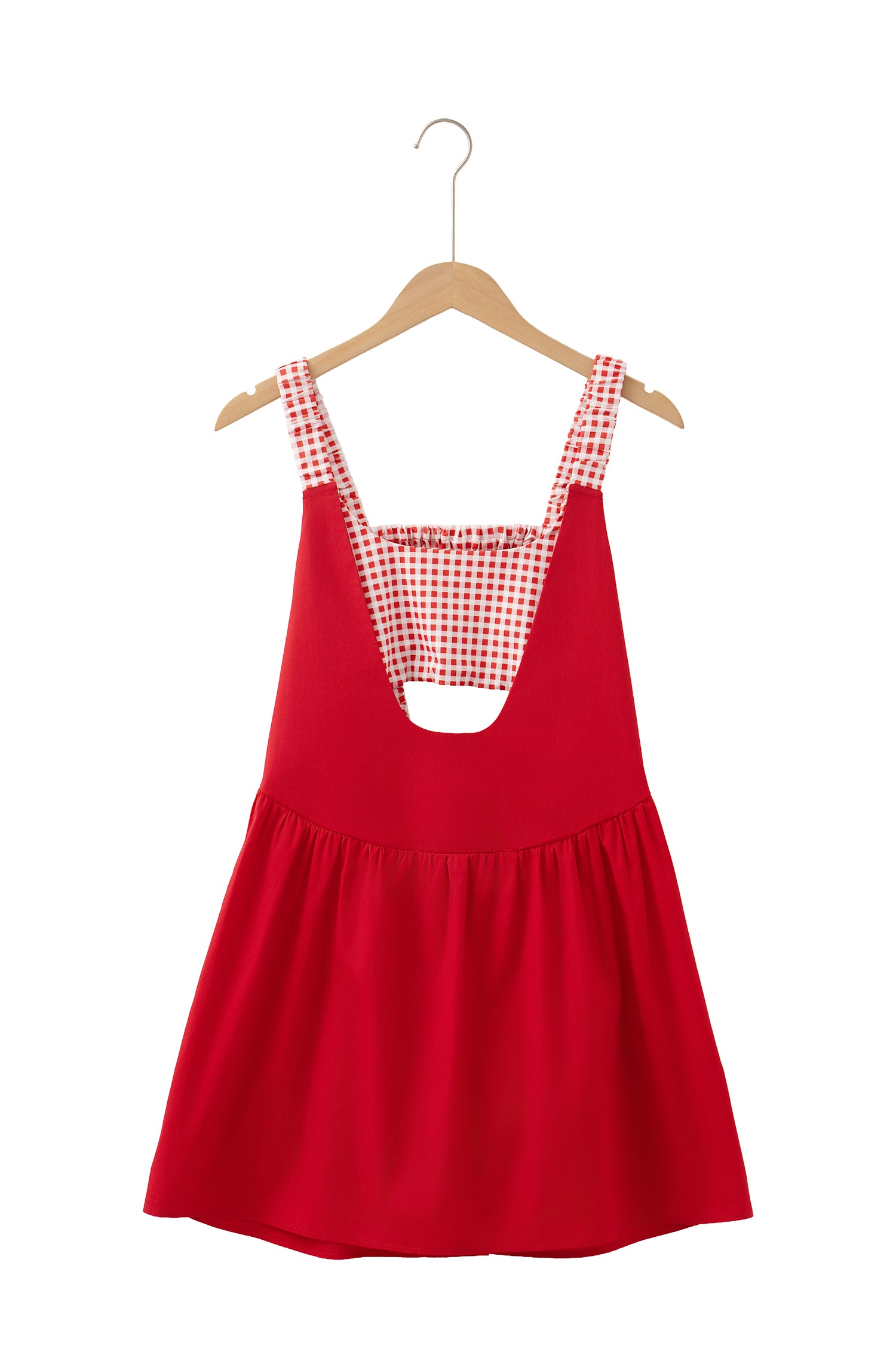 Gingham Contrast Patchwork Loose Mini Dress
