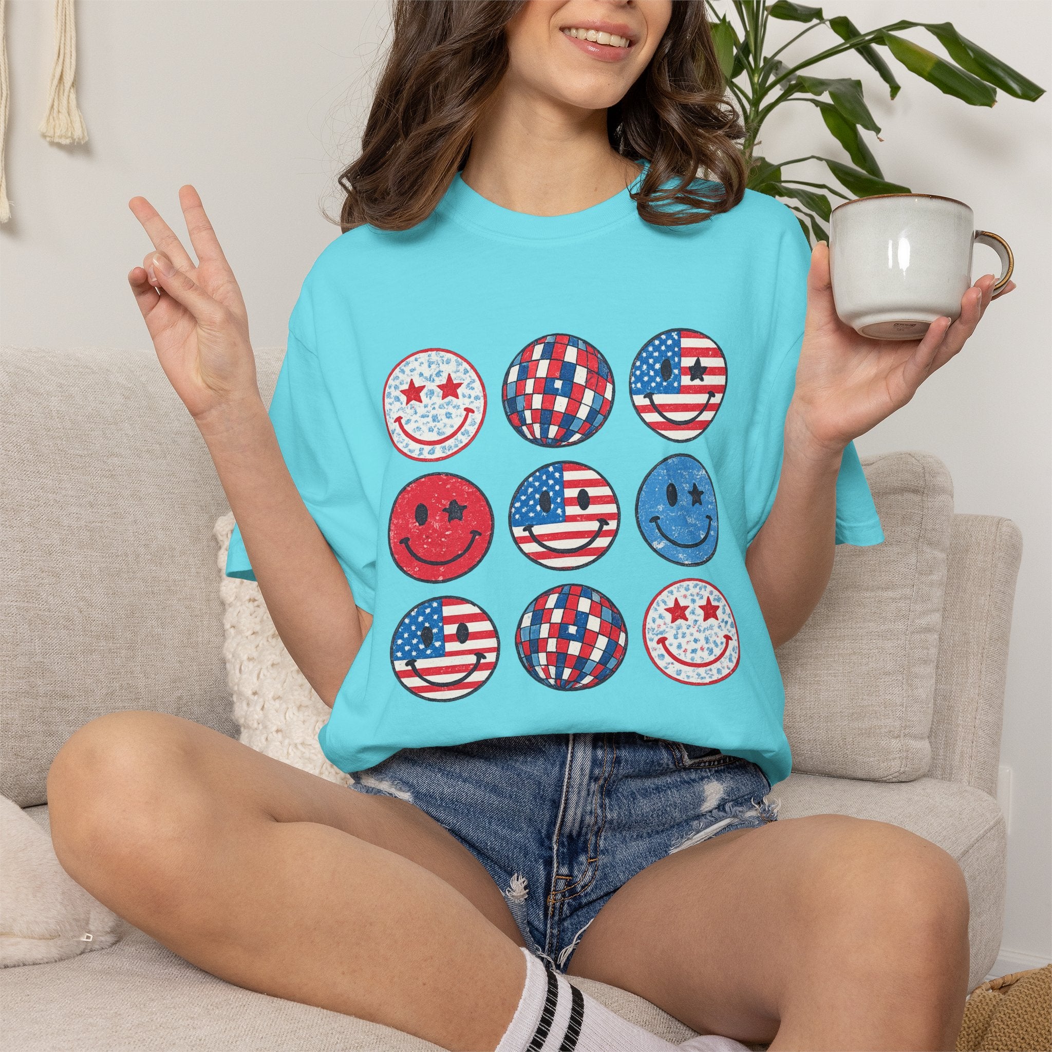 American Flag Smiley T-Shirt