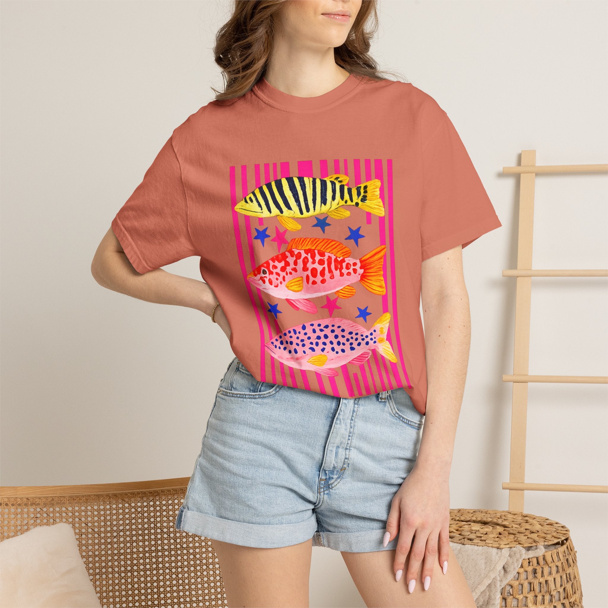 Fish Stripe Graphic T-Shirt