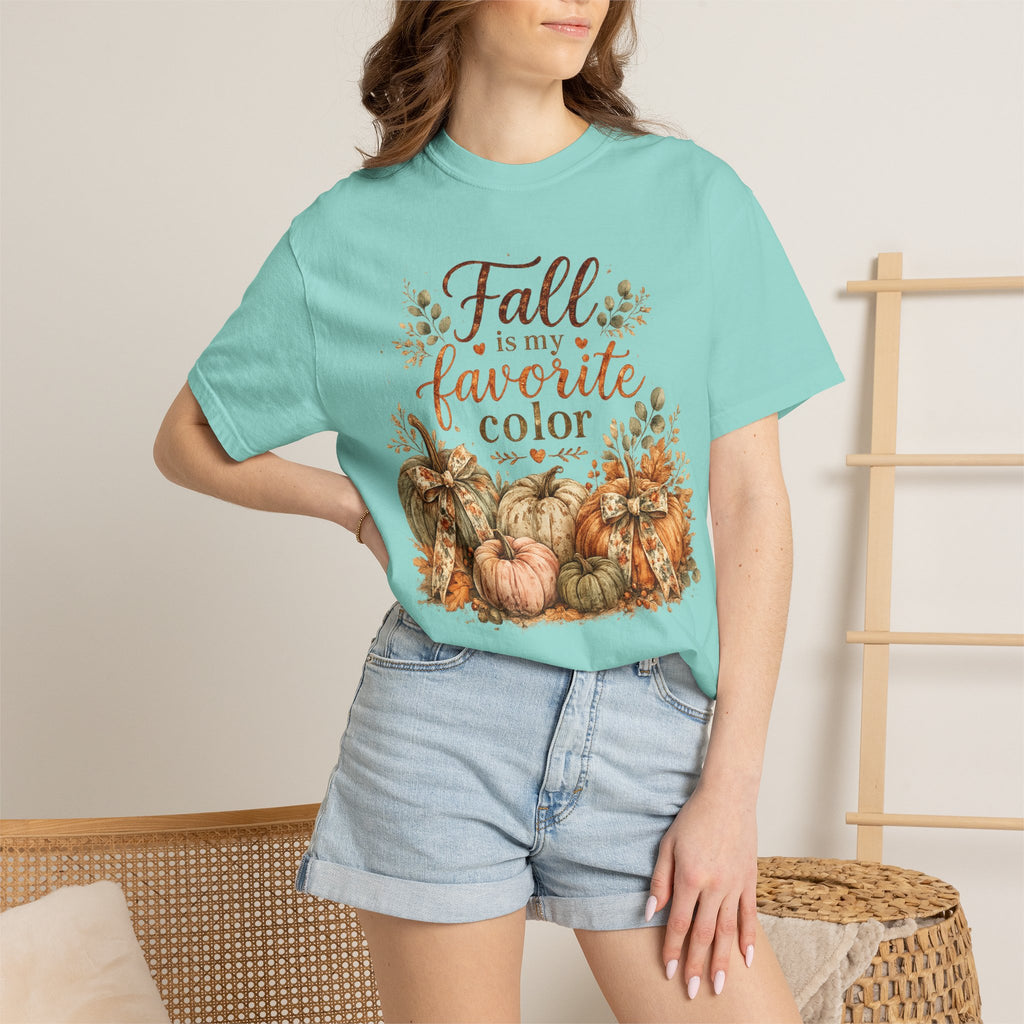 Fall Is My Favorite Color T-Shirt — Pumpkin & Autumn Leaves Tee