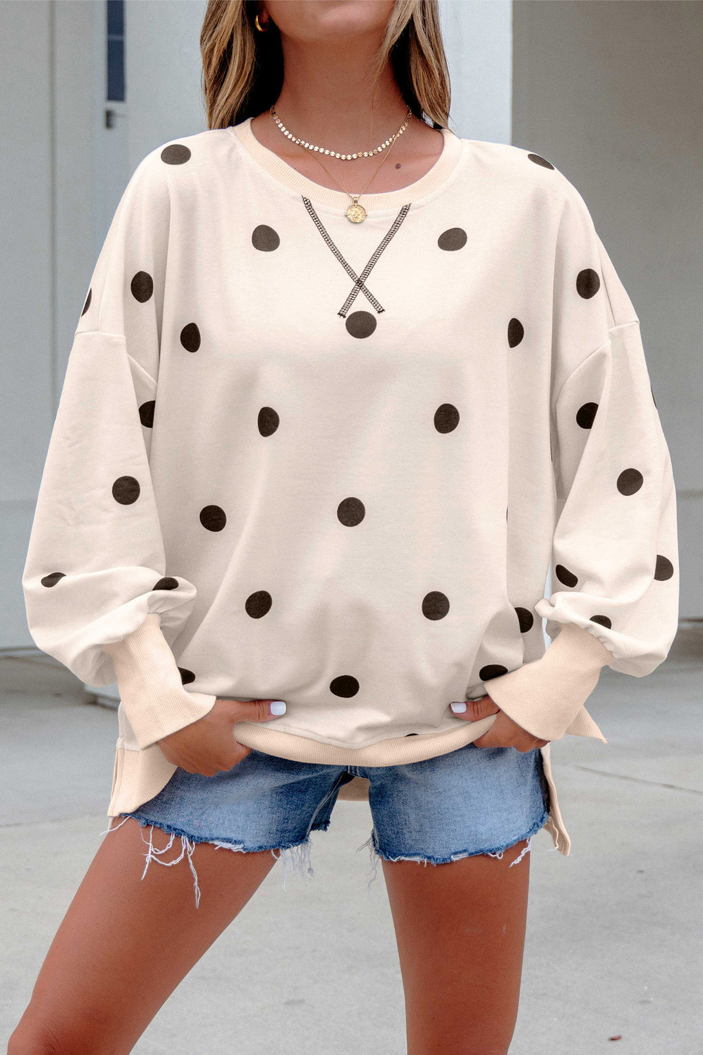 Long Sleeve Polka Dot Top