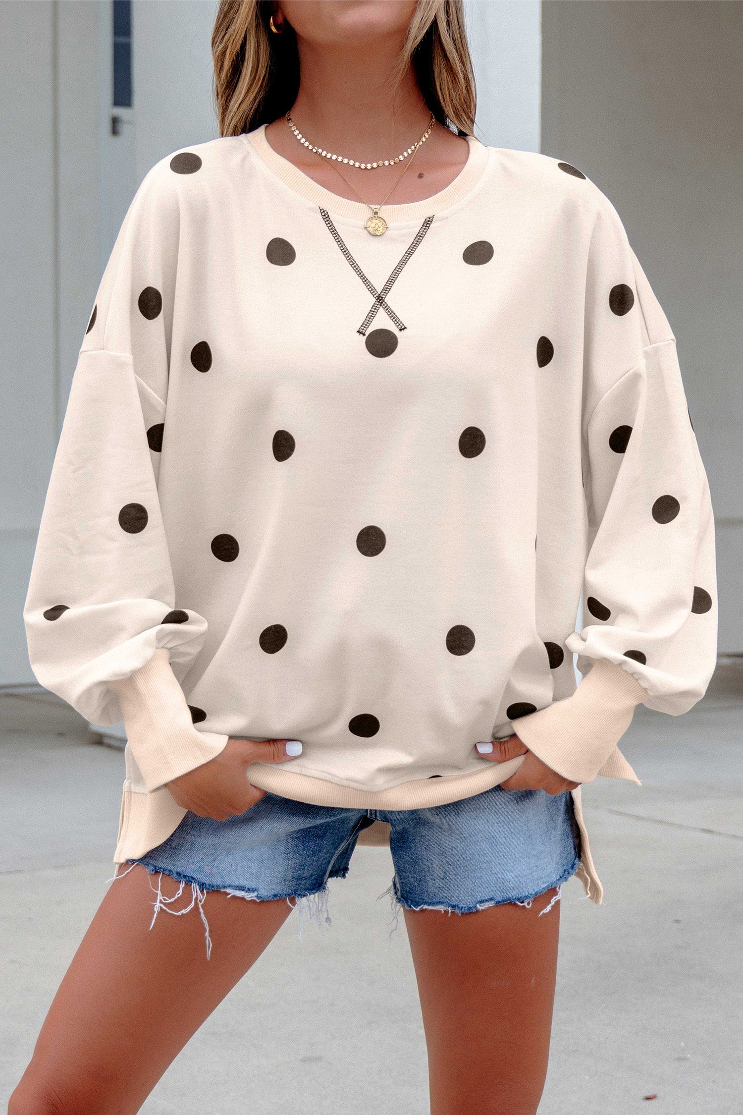 Long Sleeve Polka Dot Top