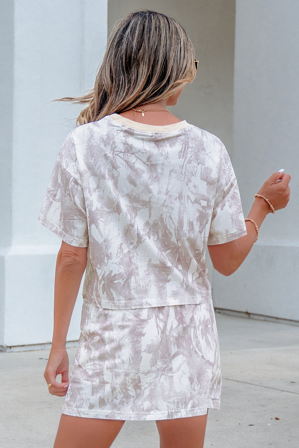 Gray Woodland Camo Print Raw Edge Cropped Set
