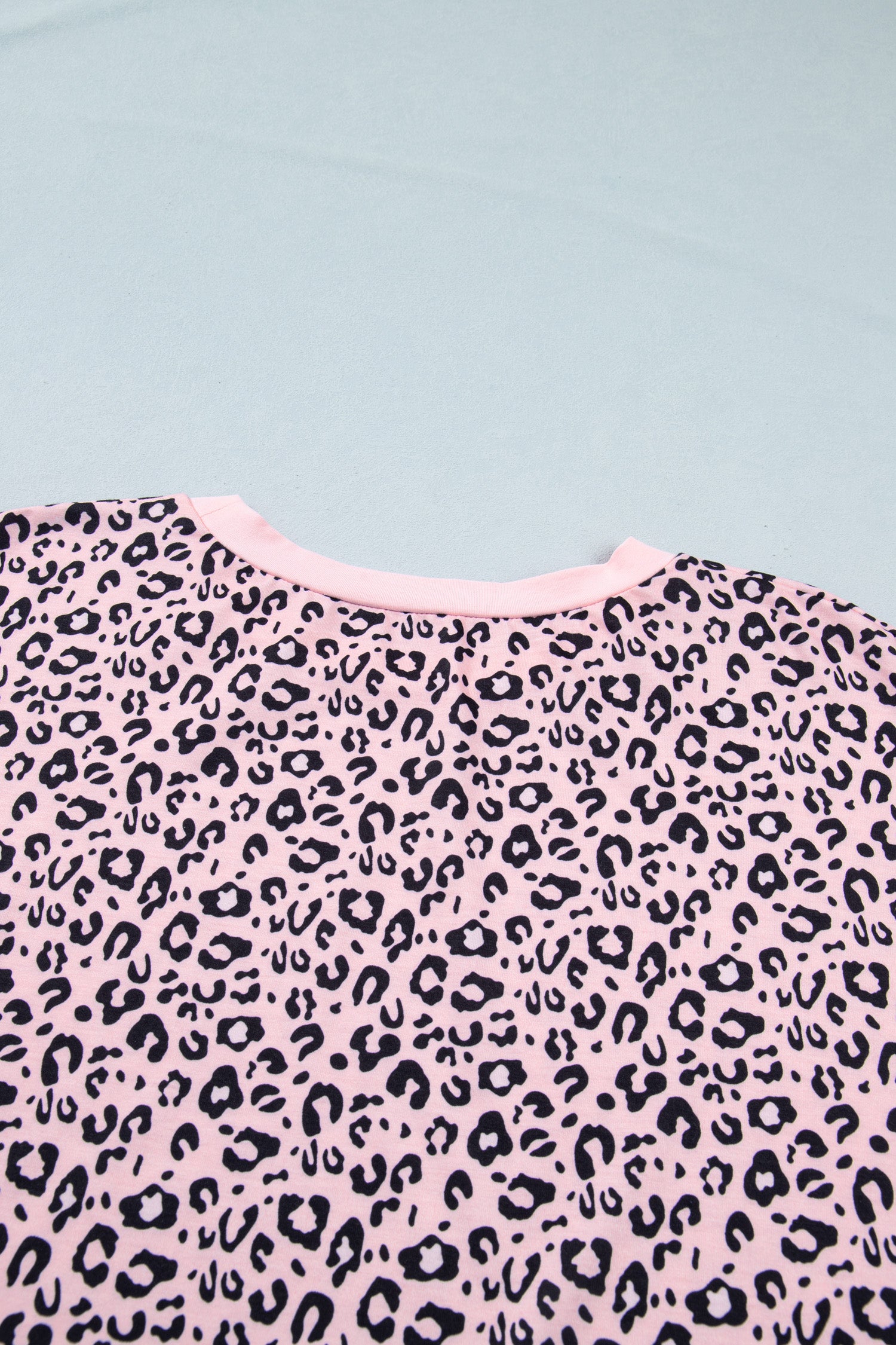 Pink Leopard Striped Contrast Patchwork Plus Size Top