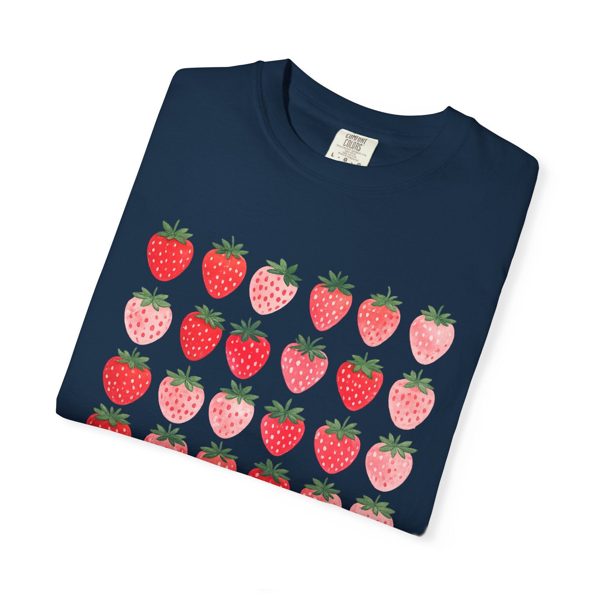 Strawberry Grid T-Shirt — Cute Retro Fruit Graphic Tee
