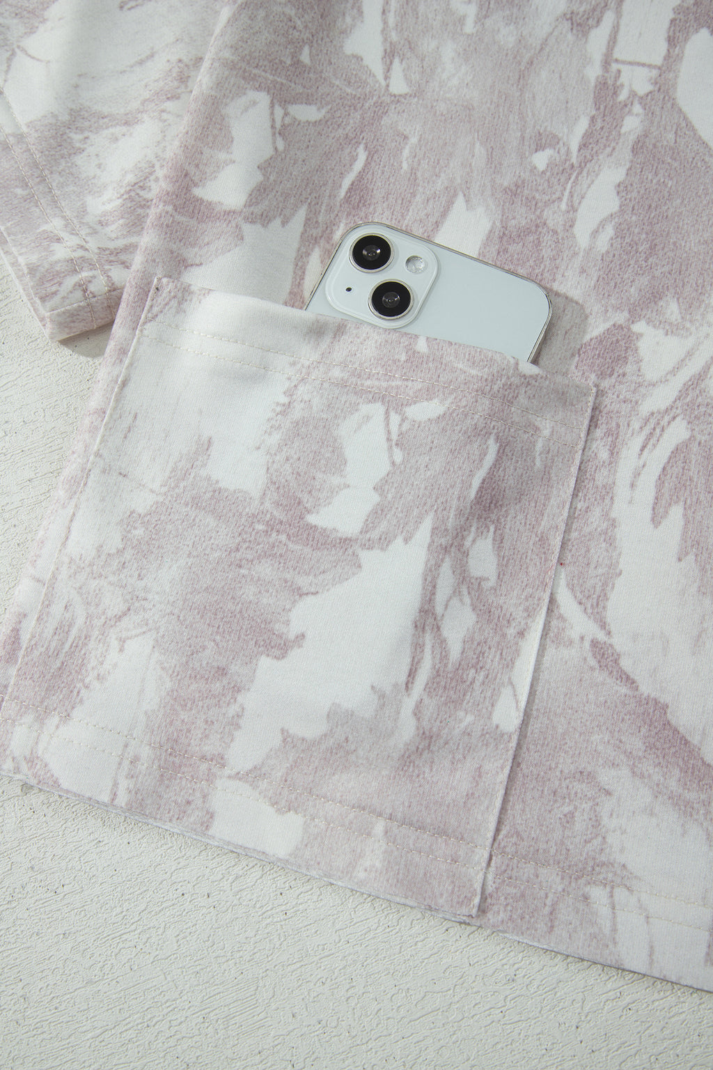 Gray Woodland Camo Print Raw Edge Cropped Set