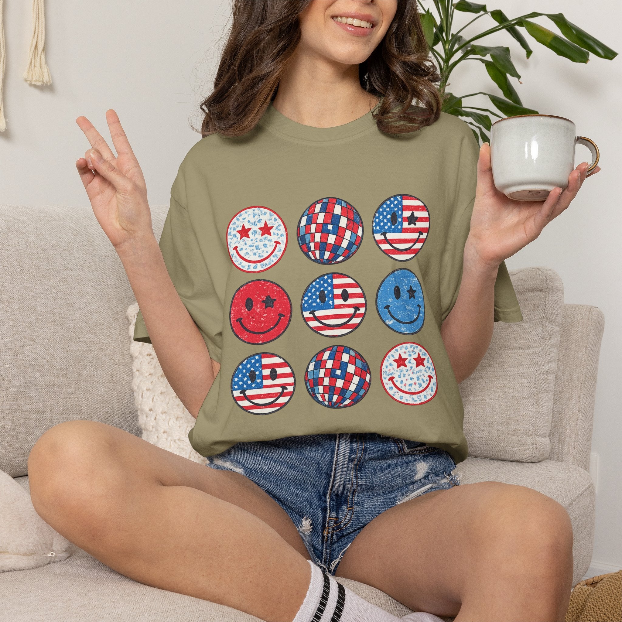 American Flag Smiley T-Shirt