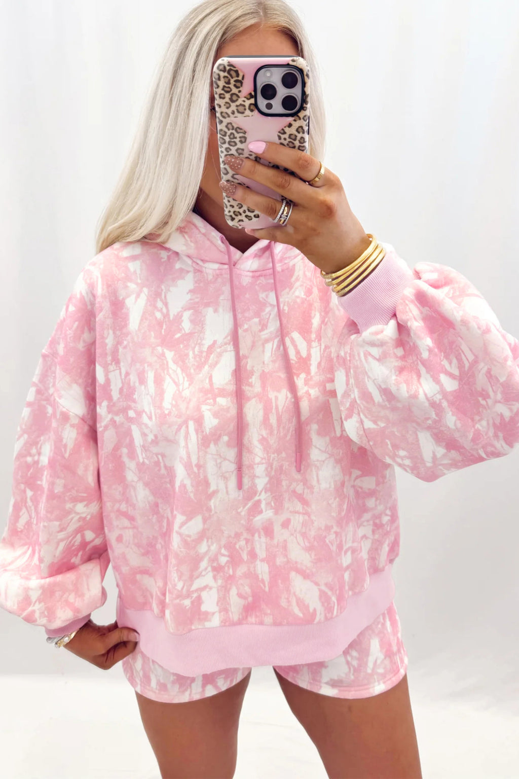 Pink Abstract Print Two Piece Set