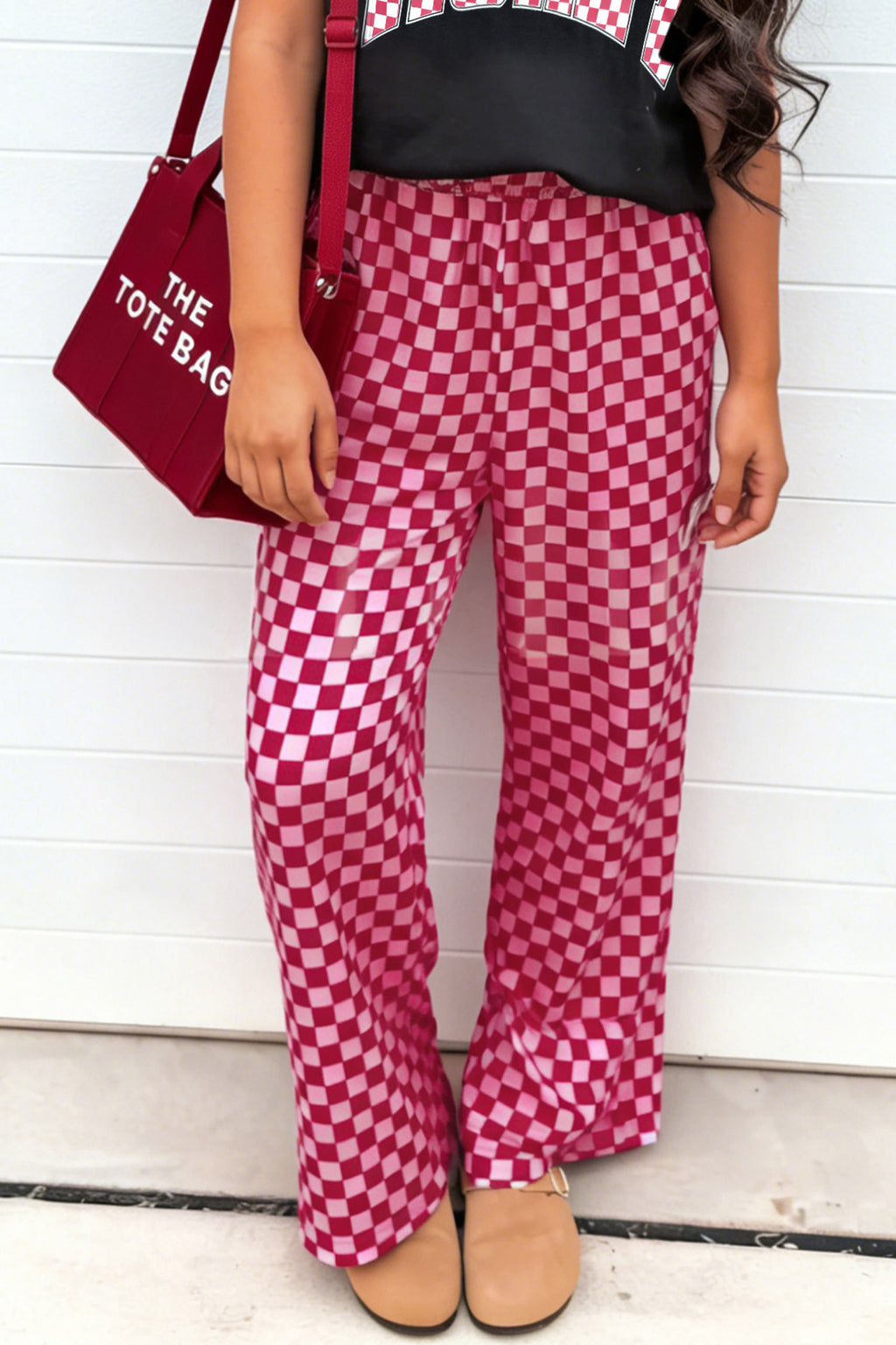 Rose Plaid Checkered Casual Pants with Pockets