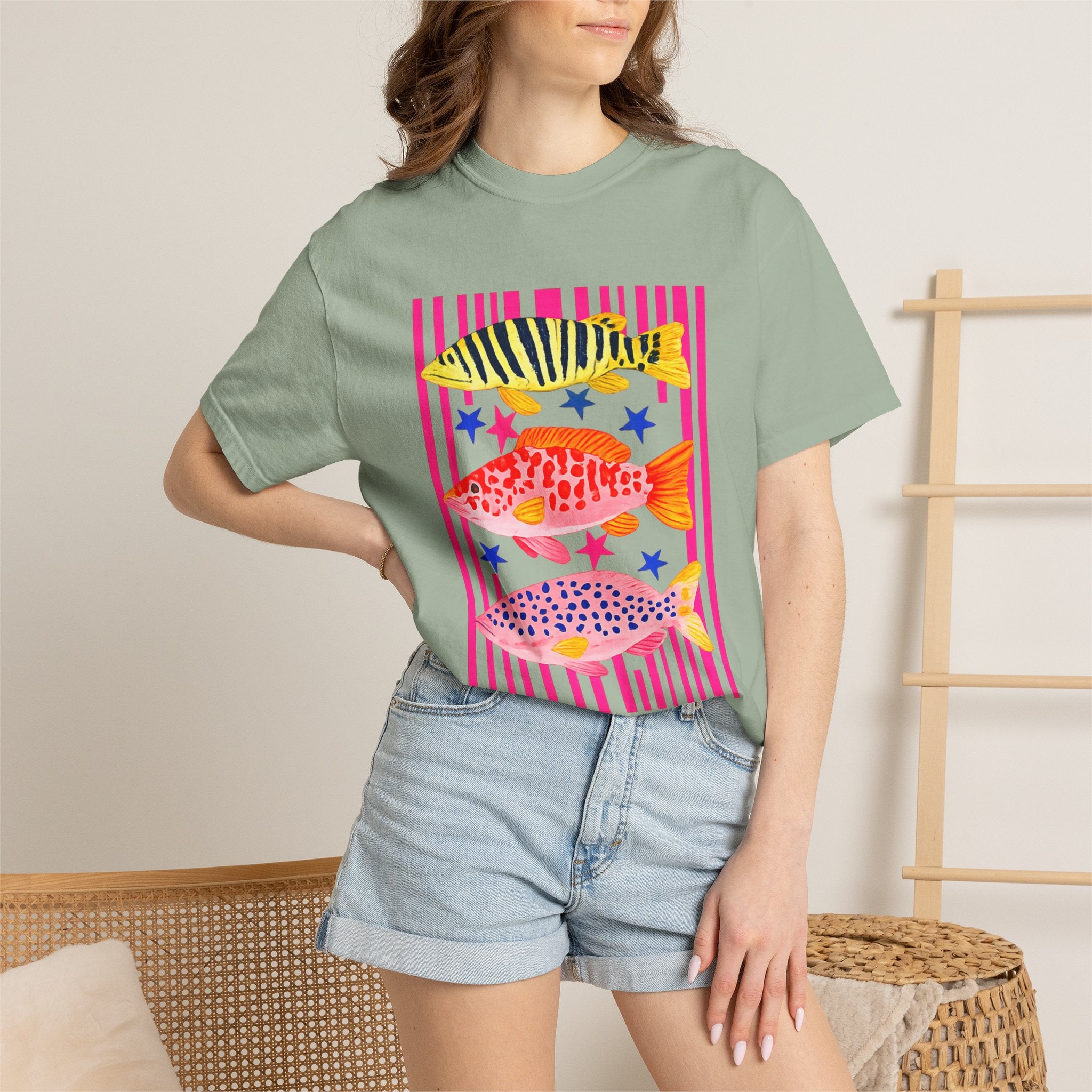 Fish Stripe Graphic T-Shirt