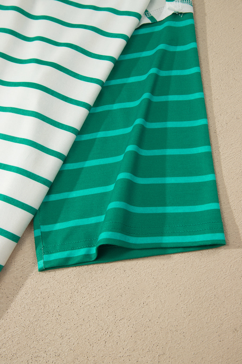 Stripe Colorblock 3/4 Sleeve Loose Top