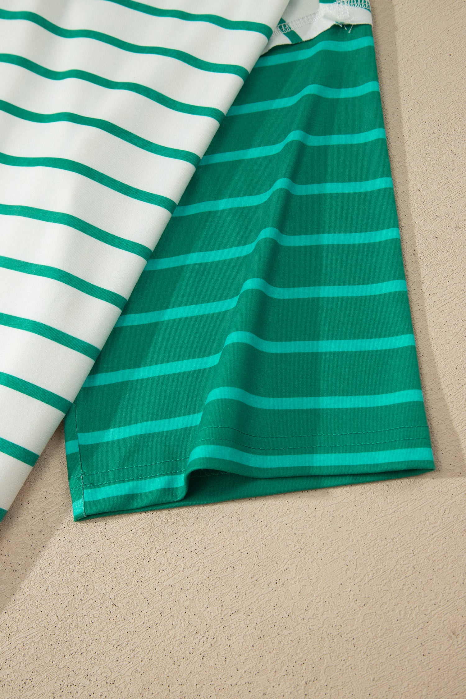 Stripe Colorblock 3/4 Sleeve Loose Top