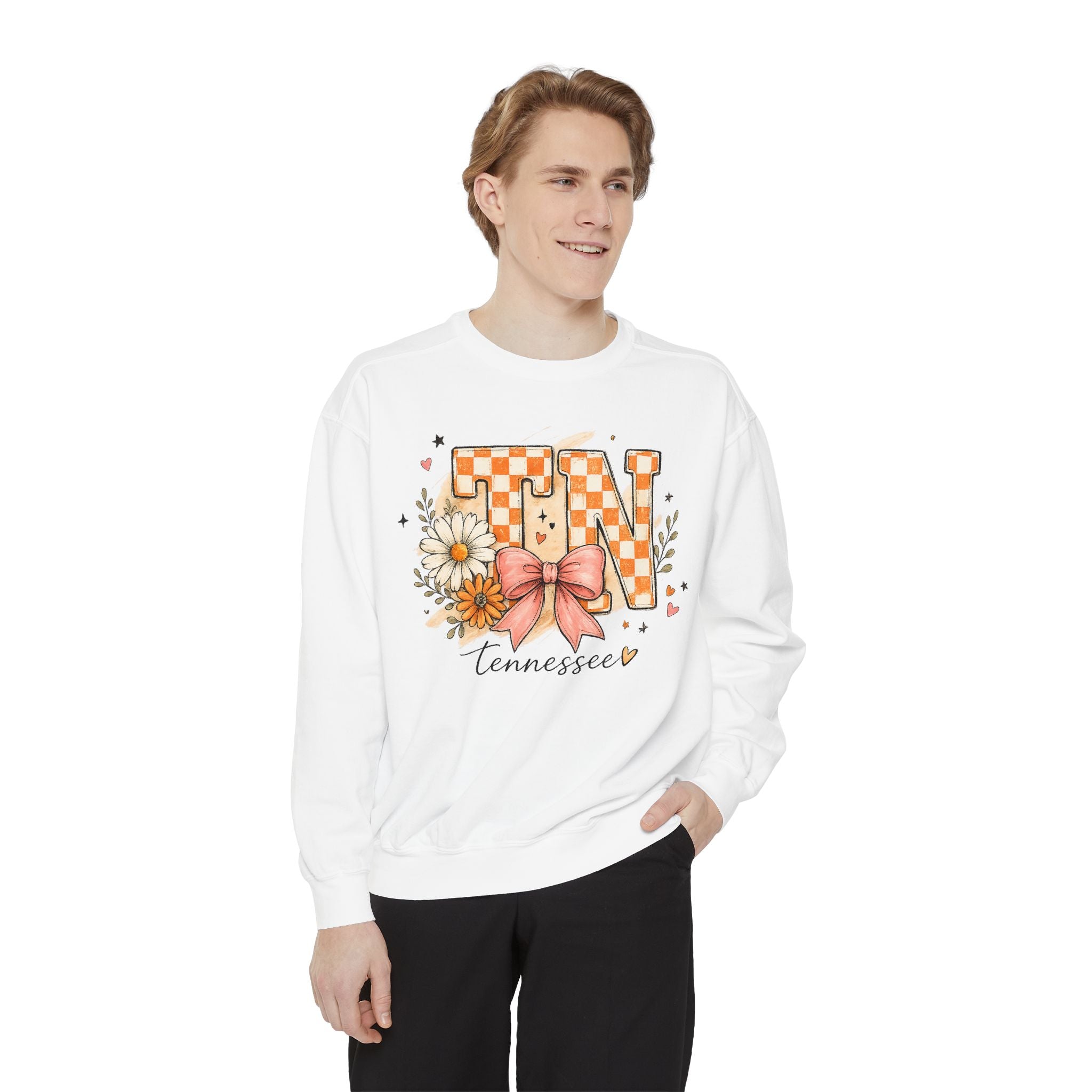 Tennessee Floral TN Sweatshirt — Checkerboard Bow State Pride Pullover