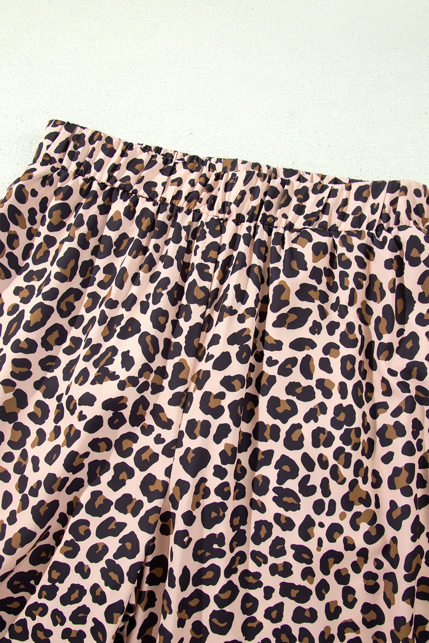 Leopard Print Side Striped Detail Casual Wide Leg Pants