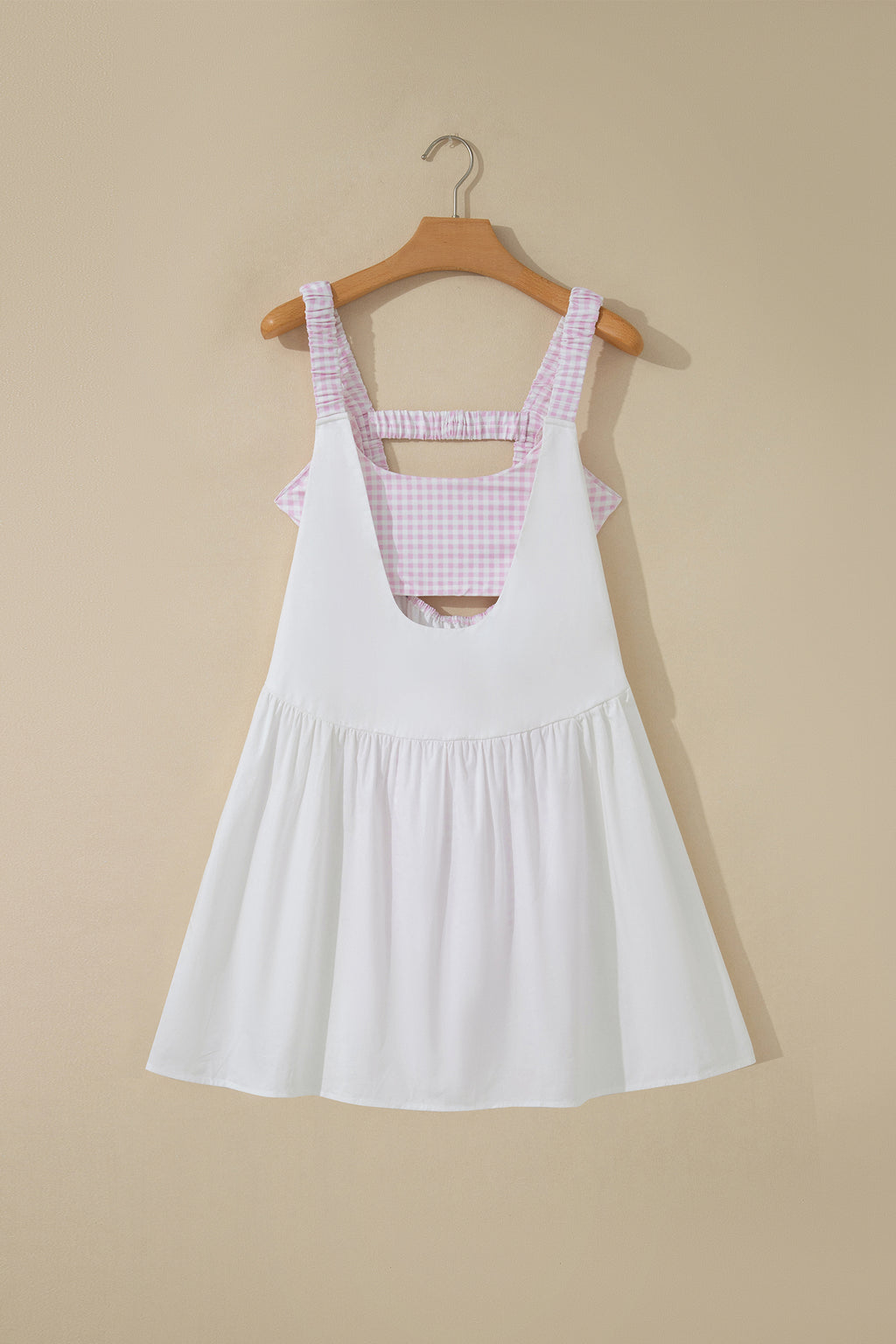 Gingham Contrast Patchwork Loose Mini Dress