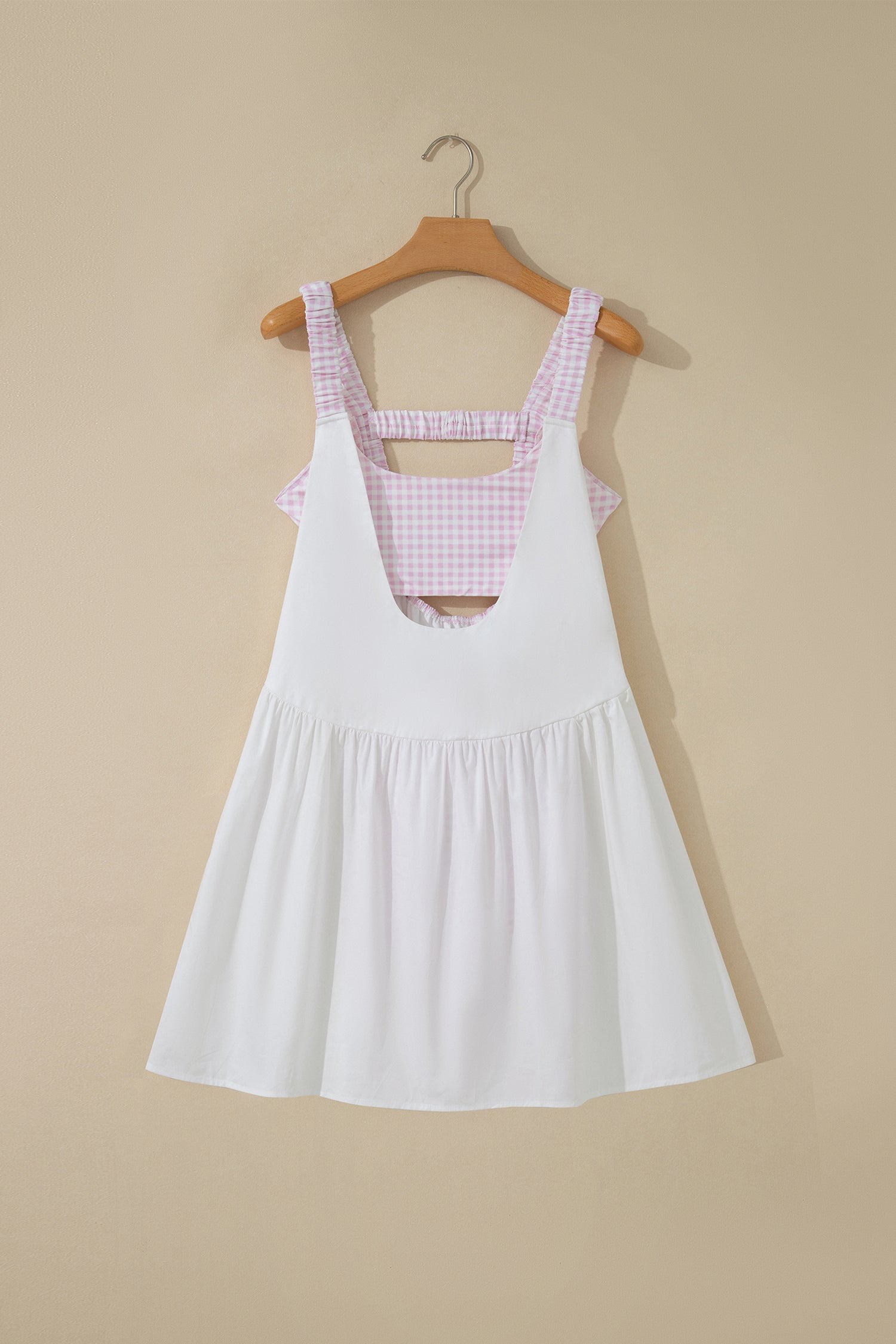 Gingham Contrast Patchwork Loose Mini Dress