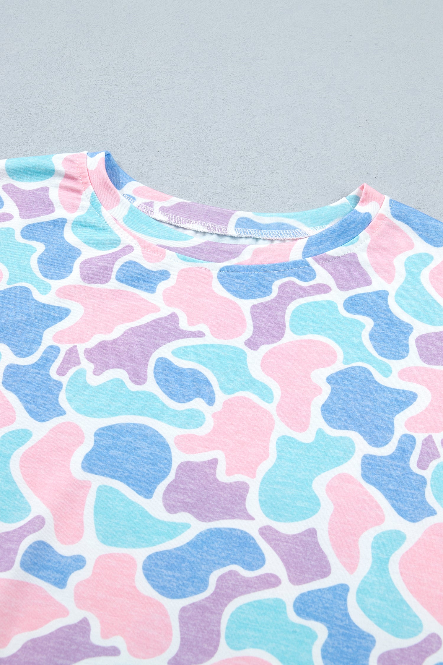 Multicolour Camouflage Print Preppy Fashion Tunic Tee
