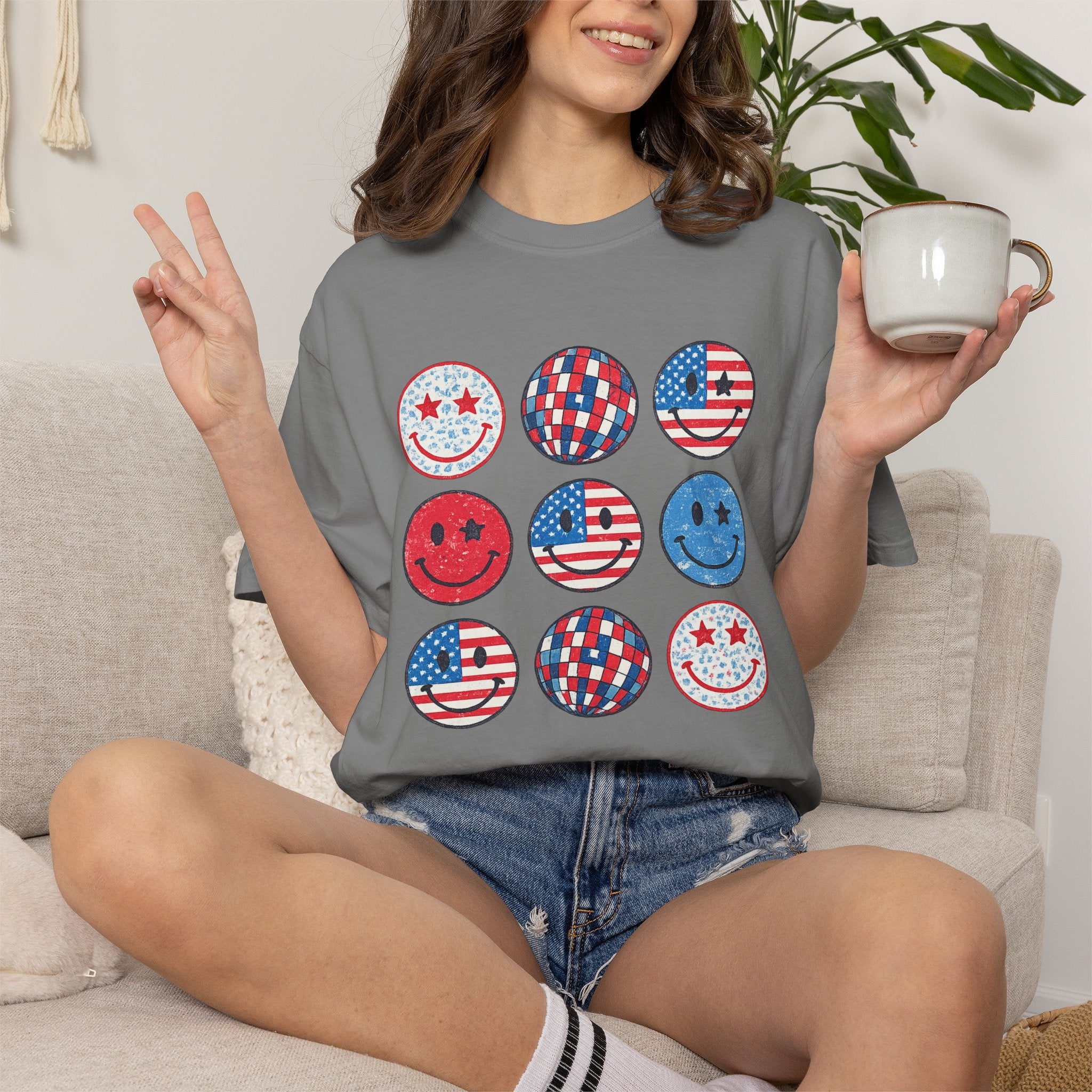 American Flag Smiley T-Shirt