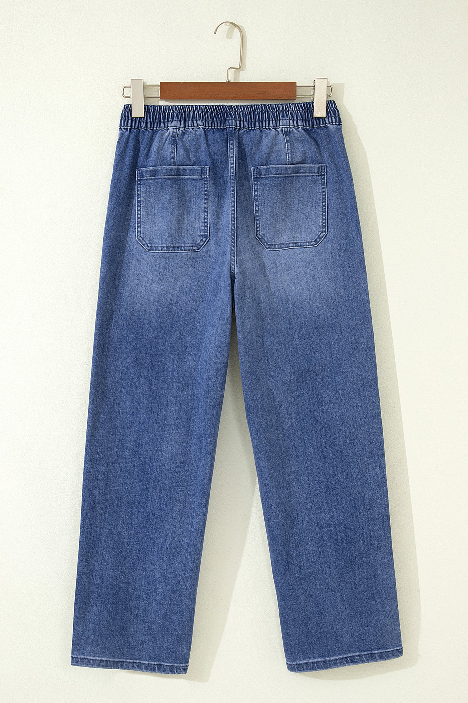Ashleigh Blue Drawstring Waist Ankle Length Casual Jeans Pocket Detail Denim Pants